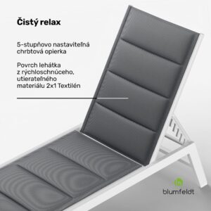 Blumfeldt Renazzo Lounge ležadlo, nosnosť 120 kg, 5-stupňové, vodoodpudivé