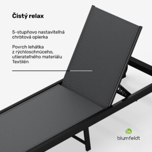 Blumfeldt Lucca Lounge ležadlo, nosnosť 120 kg, 5-stupňové, vodoodpudivé