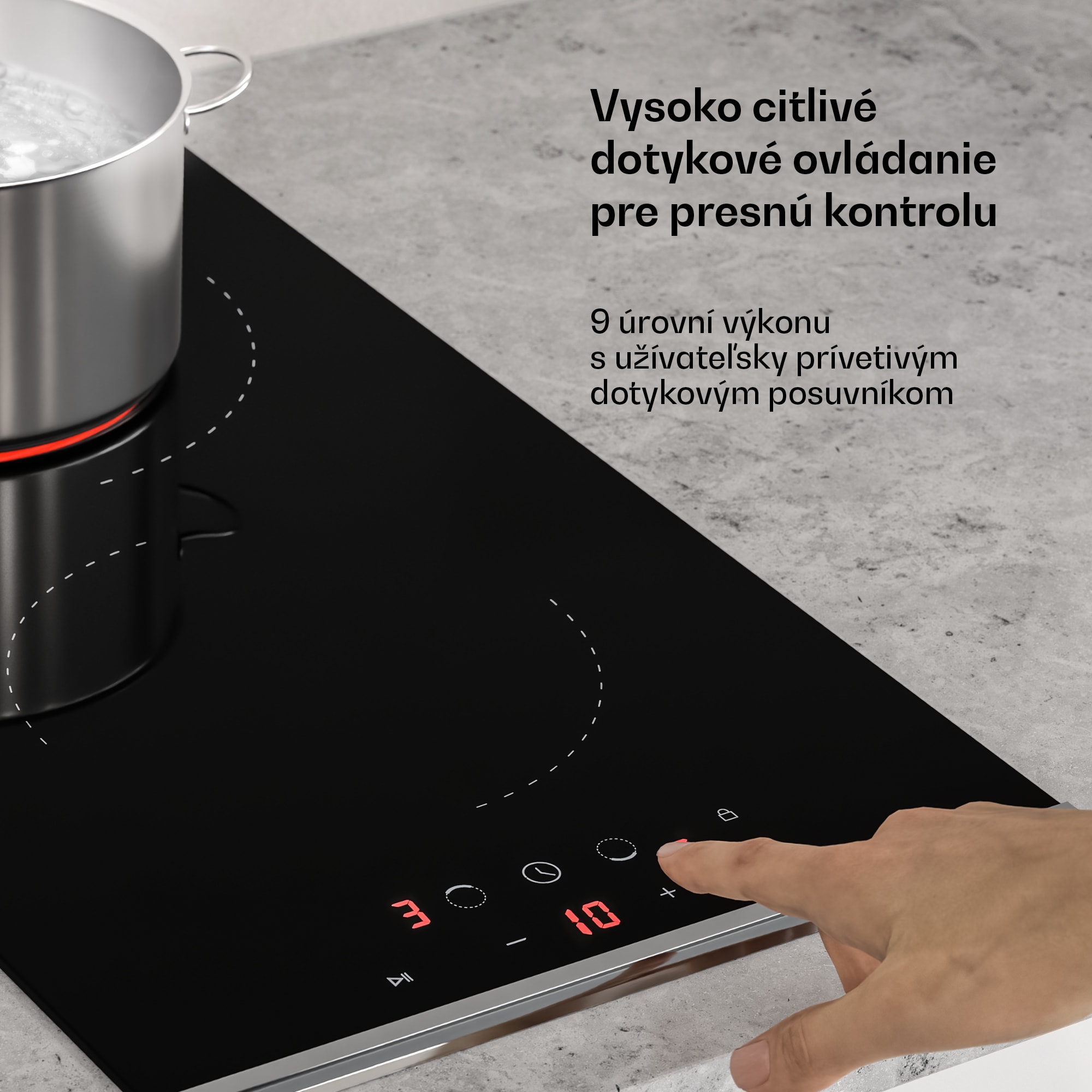 Klarstein Verosteel sklokeramická varná doska, Minimalistická, výkonná, 2 varné zóny, 3000 W, 30 cm – Obrázok 4