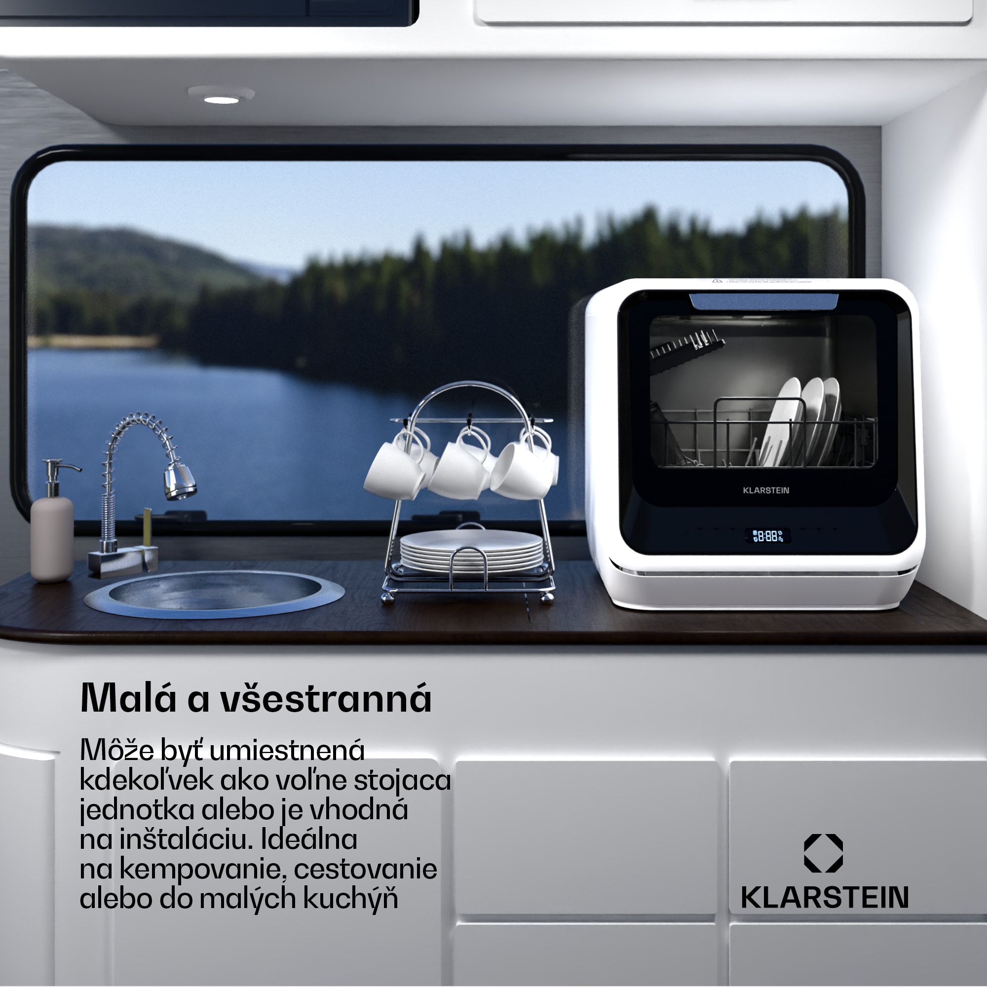 Klarstein Amazonia, Mini umývačka riadu, Kompaktná, 7 programov, Prenosná