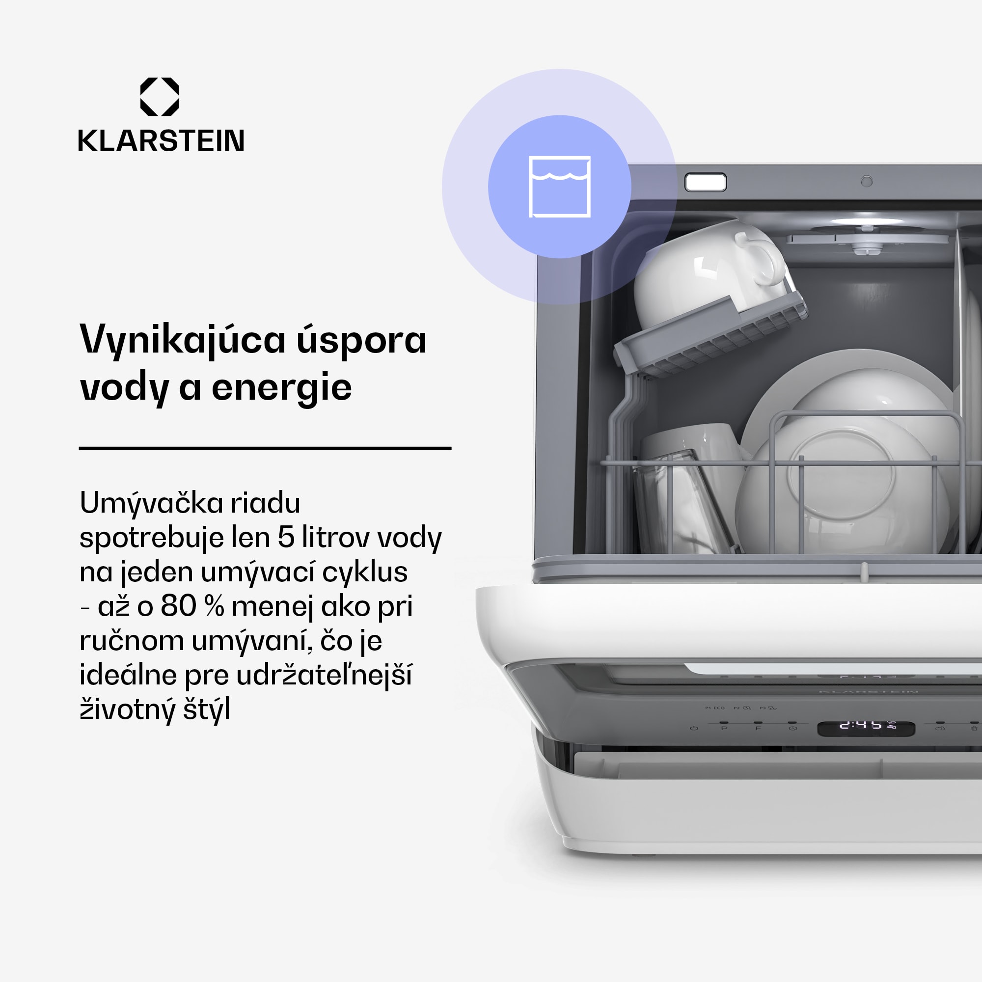 Klarstein Amazonia, Mini umývačka riadu, Kompaktná, 7 programov, Prenosná – Obrázok 5