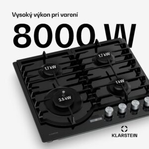 Klarstein Ignito plynová varná doska, 8 kW, liatinové rošty, časovač, regulácia teploty
