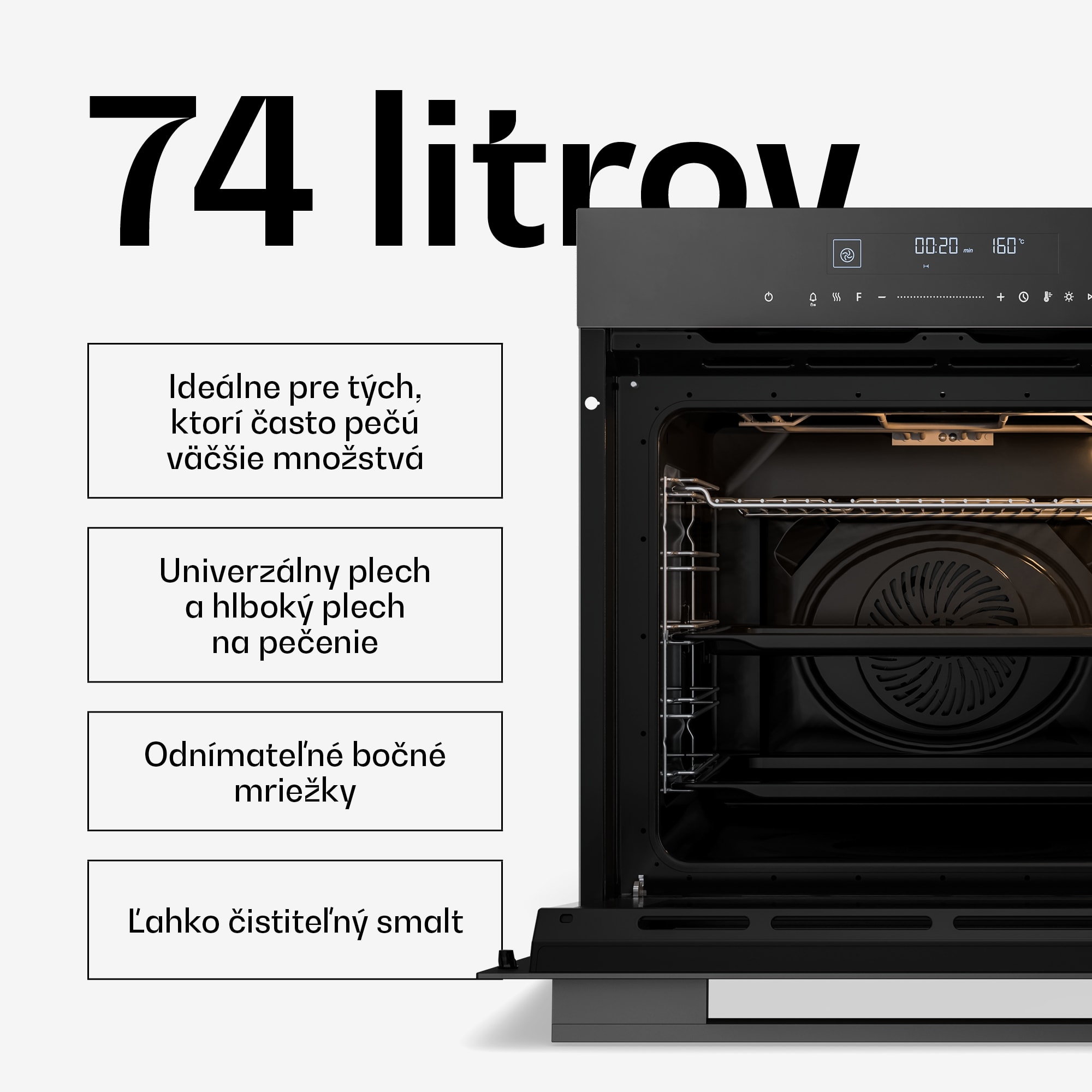 Klarstein Velaire Vstavaná rúra Čierna, 74L, A+, 3160 W, 60 cm – Obrázok 5