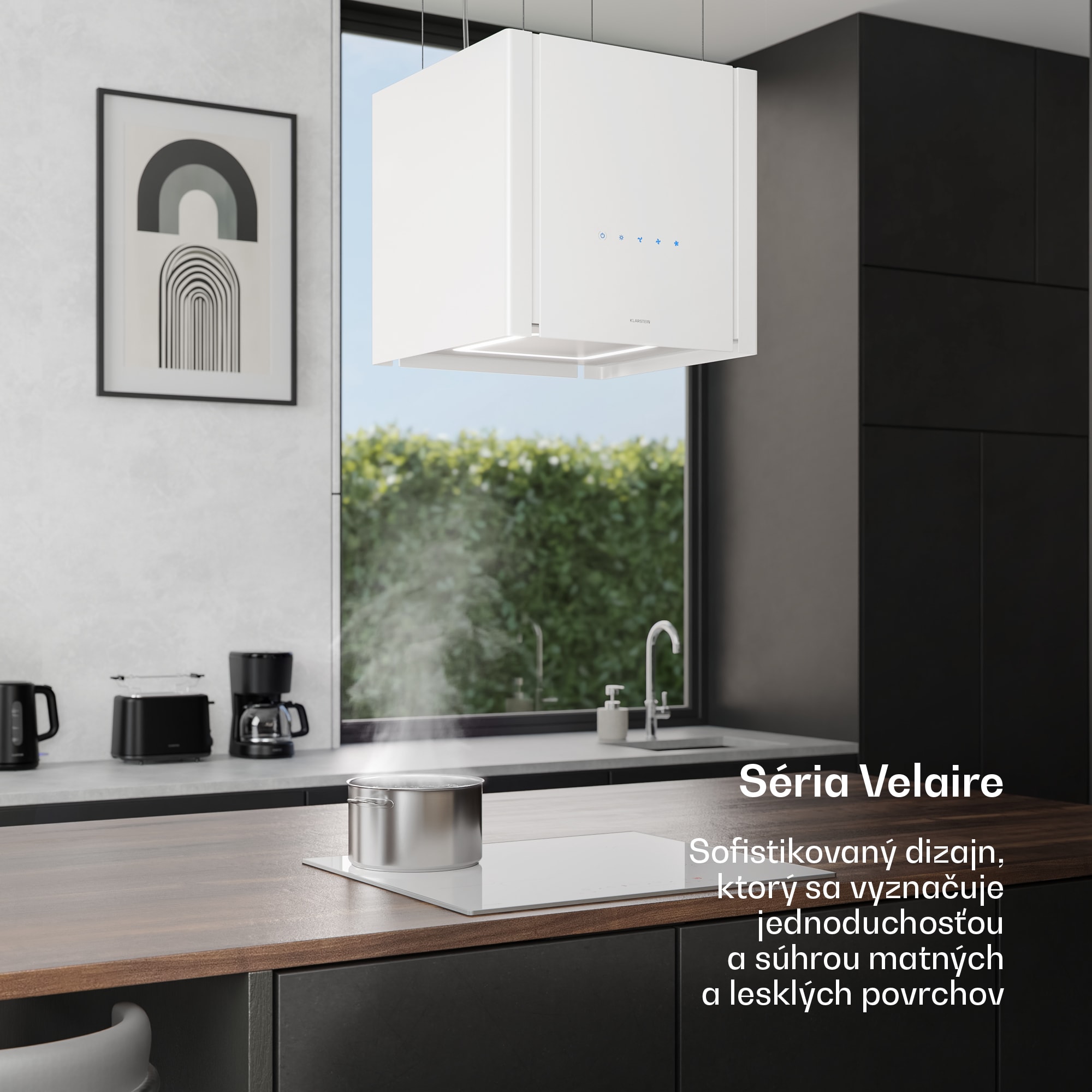 Klarstein Velaire digestor funkcia zdvíhania 40 cm, Elegantný, minimalistický, výkonný, EEC A++, 601 m³/h