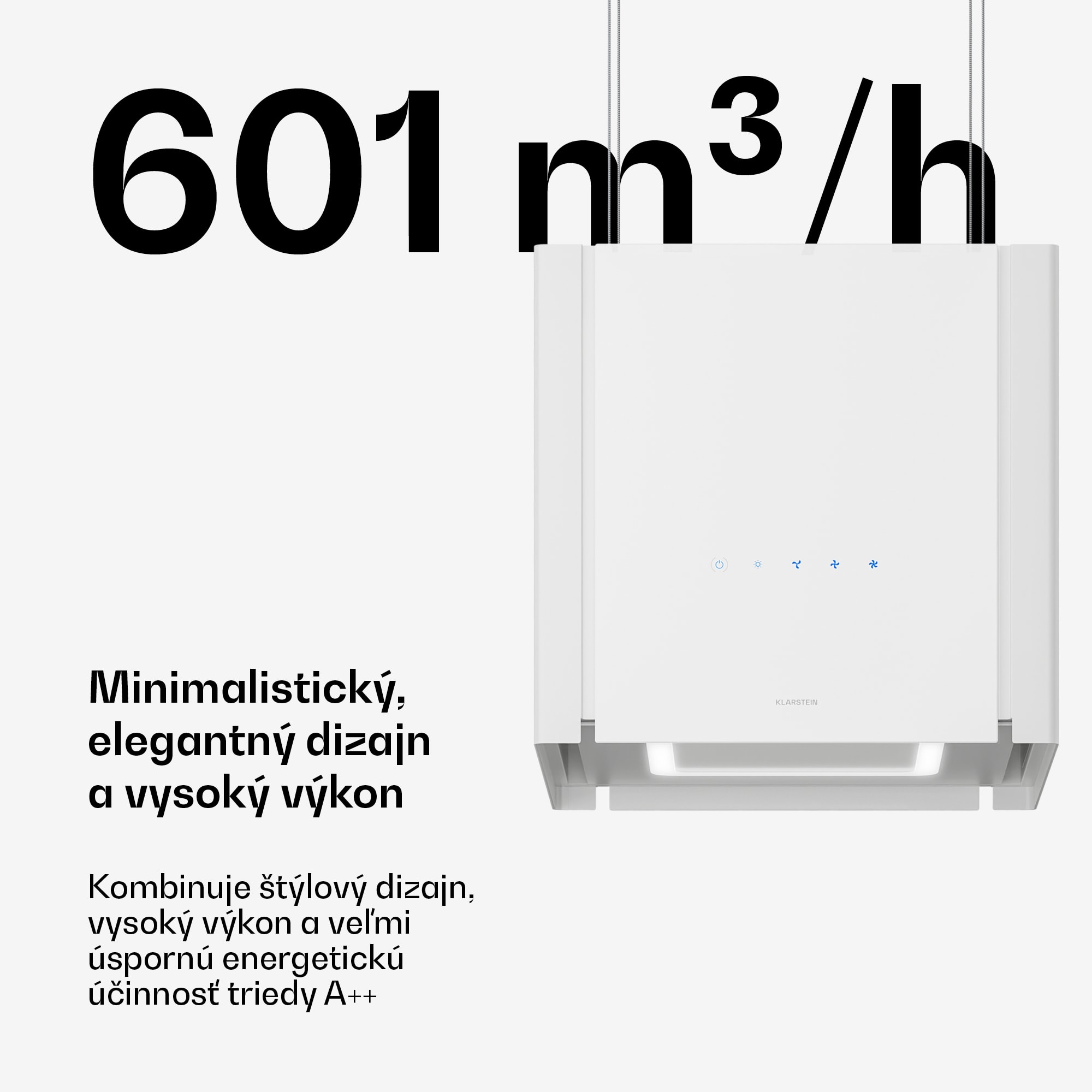 Klarstein Velaire digestor funkcia zdvíhania 40 cm, Elegantný, minimalistický, výkonný, EEC A++, 601 m³/h – Obrázok 2