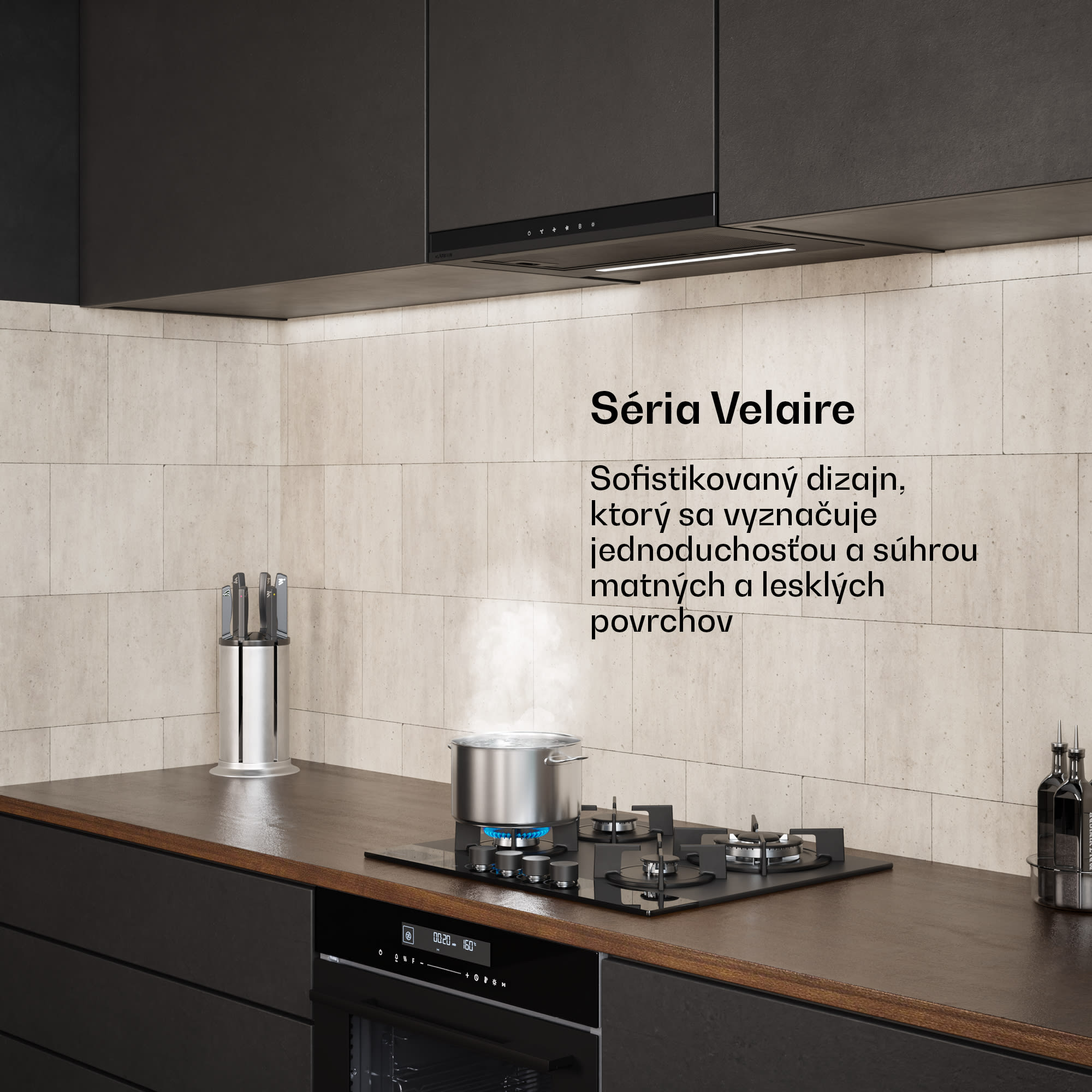 Klarstein Velaire výsuvný digestor 60 cm, Elegantný, minimalistický, výkonný, EEC A++, 896 m³/h