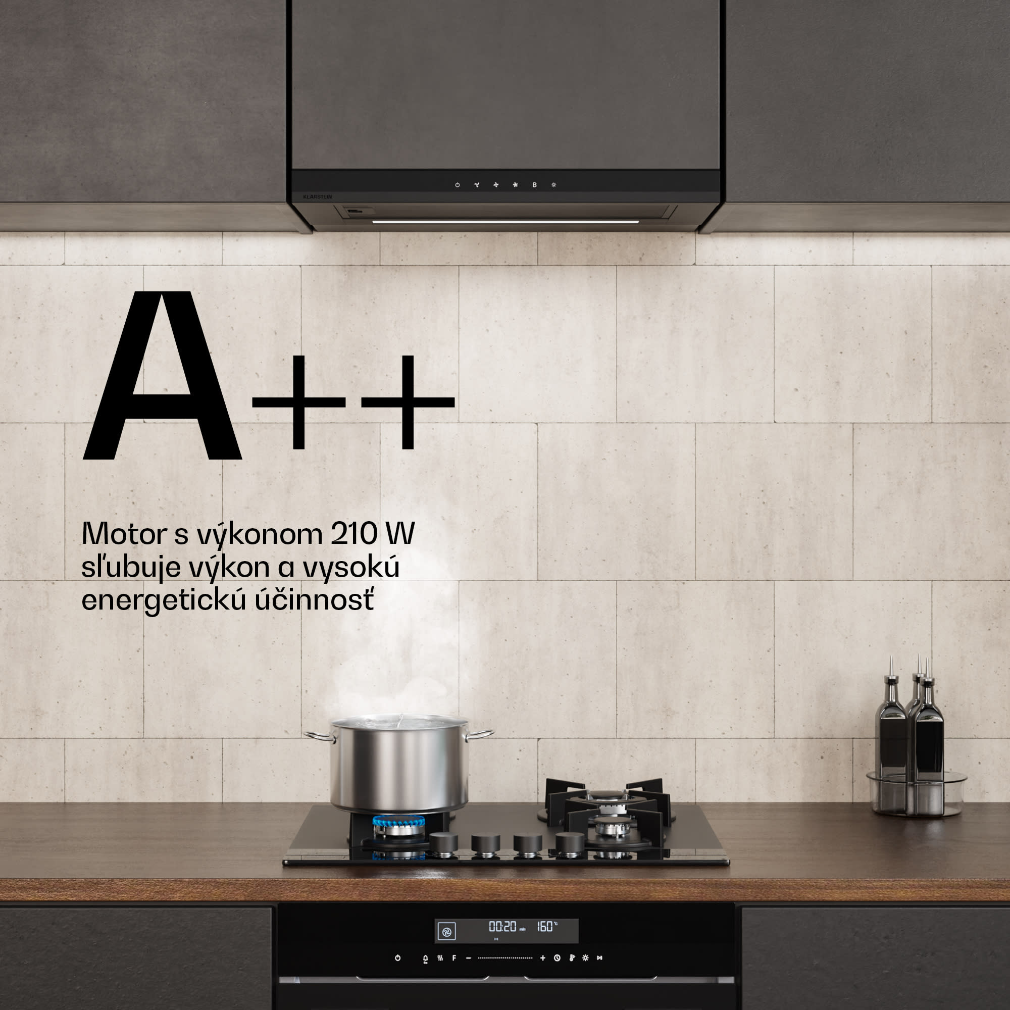 Klarstein Velaire výsuvný digestor 60 cm, Elegantný, minimalistický, výkonný, EEC A++, 896 m³/h – Obrázok 4