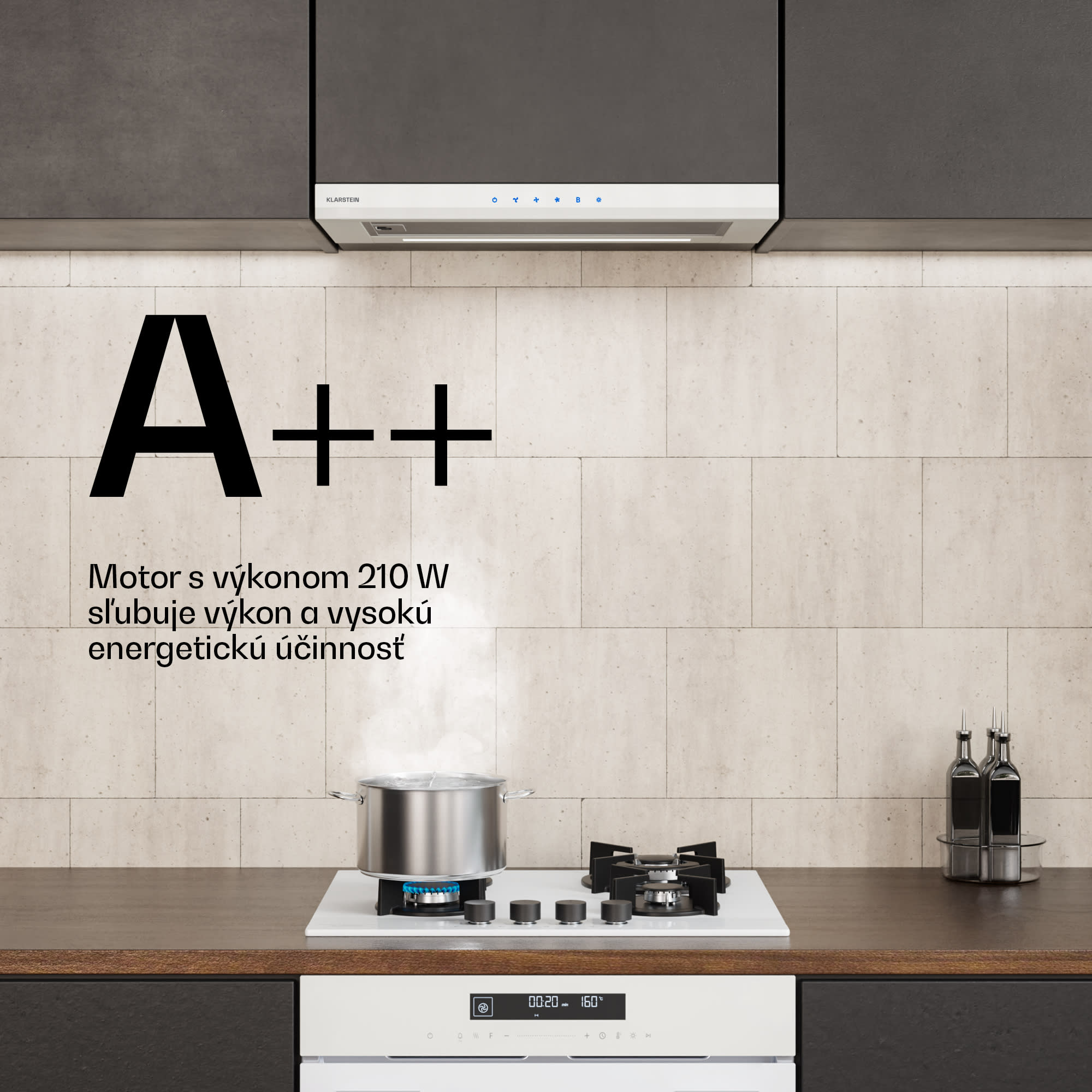 Klarstein Velaire výsuvný digestor 60 cm, Elegantný, minimalistický, výkonný, EEC A++, 896 m³/h – Obrázok 4