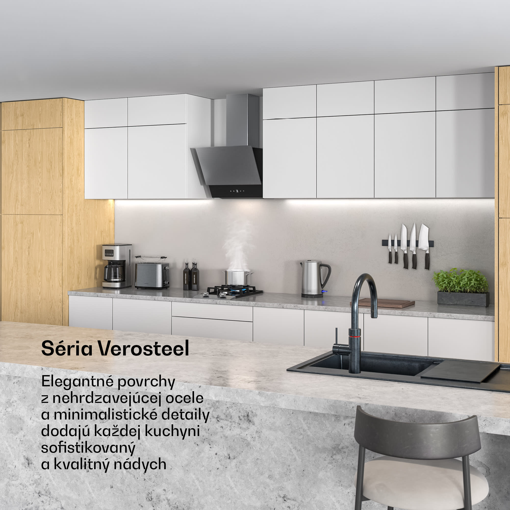 Klarstein Verosteel digestor, Elegantný, minimalistický, výkonný, Energetická trieda A, 624 m³/h, 45 cm