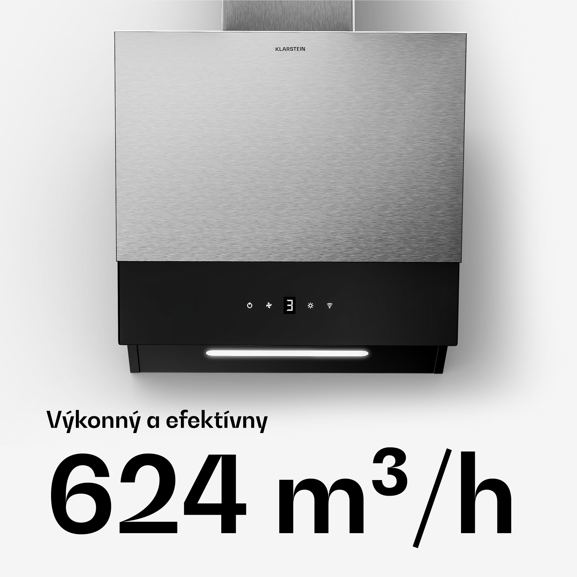 Klarstein Verosteel digestor, Elegantný, minimalistický, výkonný, Energetická trieda A, 624 m³/h, 45 cm – Obrázok 3