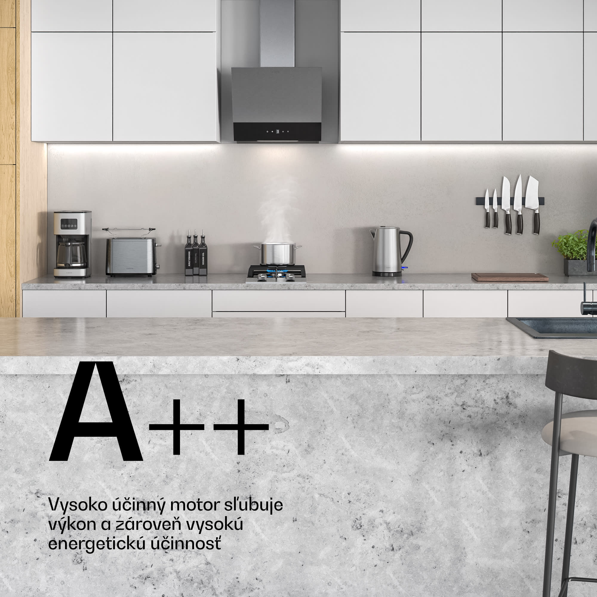 Klarstein Verosteel digestor, Elegantný, minimalistický, výkonný, Energetická trieda A, 624 m³/h, 45 cm – Obrázok 4