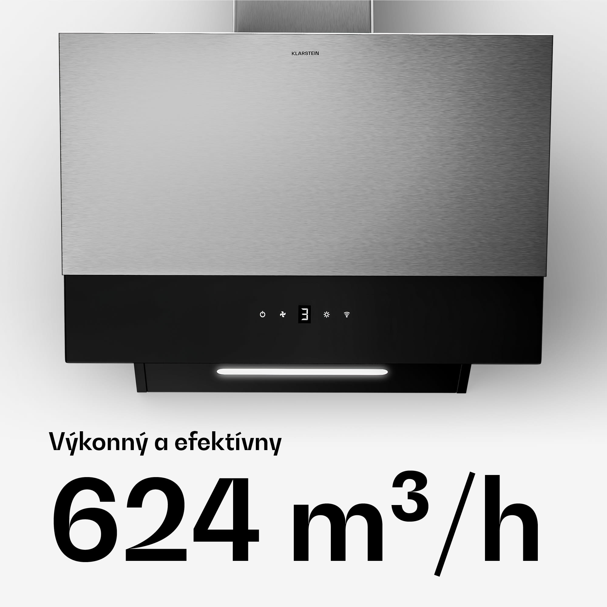 Klarstein Verosteel digestor, Elegantný, minimalistický, výkonný, Energetická trieda A, 624 m³/h, 60 cm – Obrázok 3