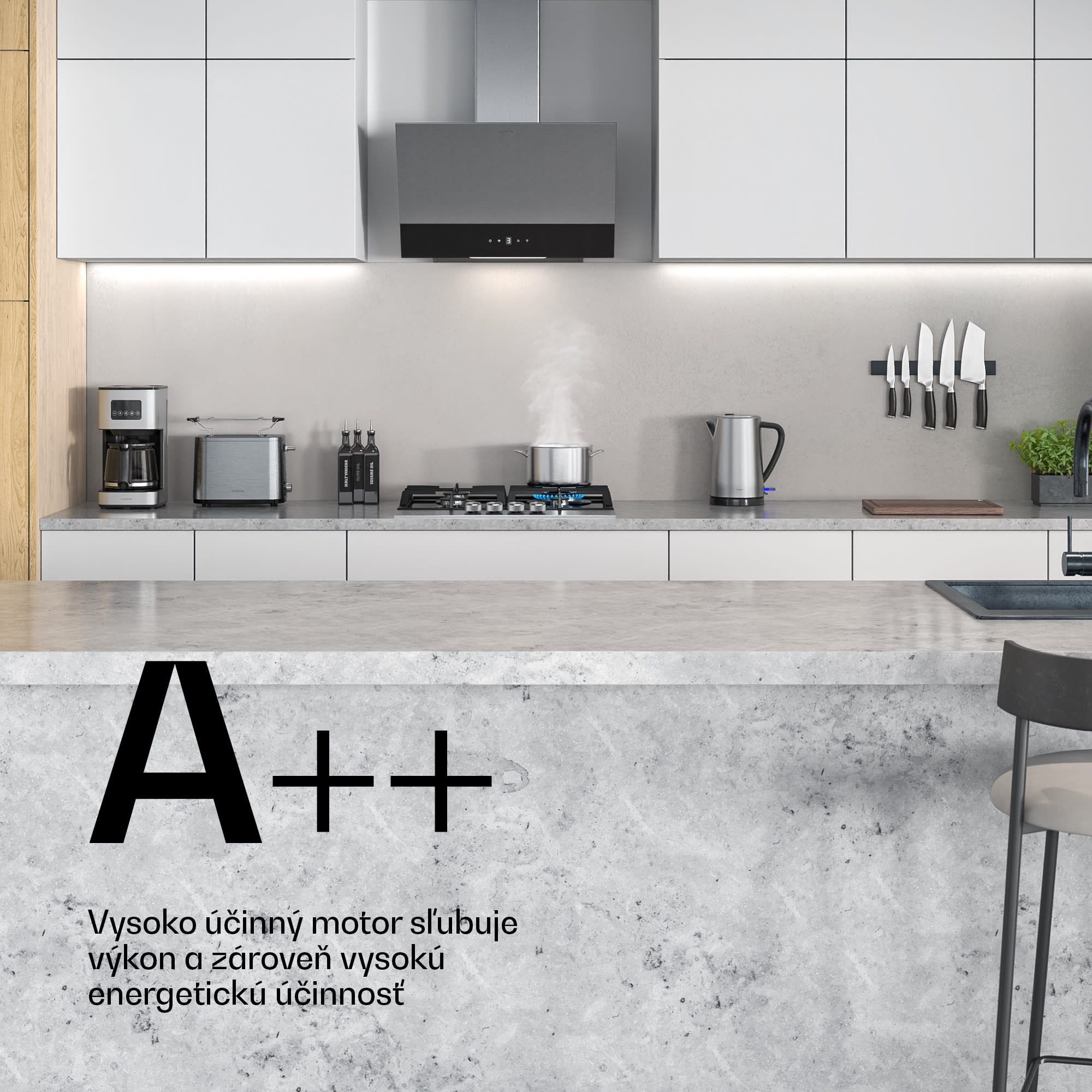 Klarstein Verosteel digestor, Elegantný, minimalistický, výkonný, Energetická trieda A, 624 m³/h, 60 cm – Obrázok 4