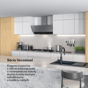 Klarstein Verosteel digestor, Elegantný, minimalistický, výkonný, Energetická trieda A, 624 m³/h, 90 cm