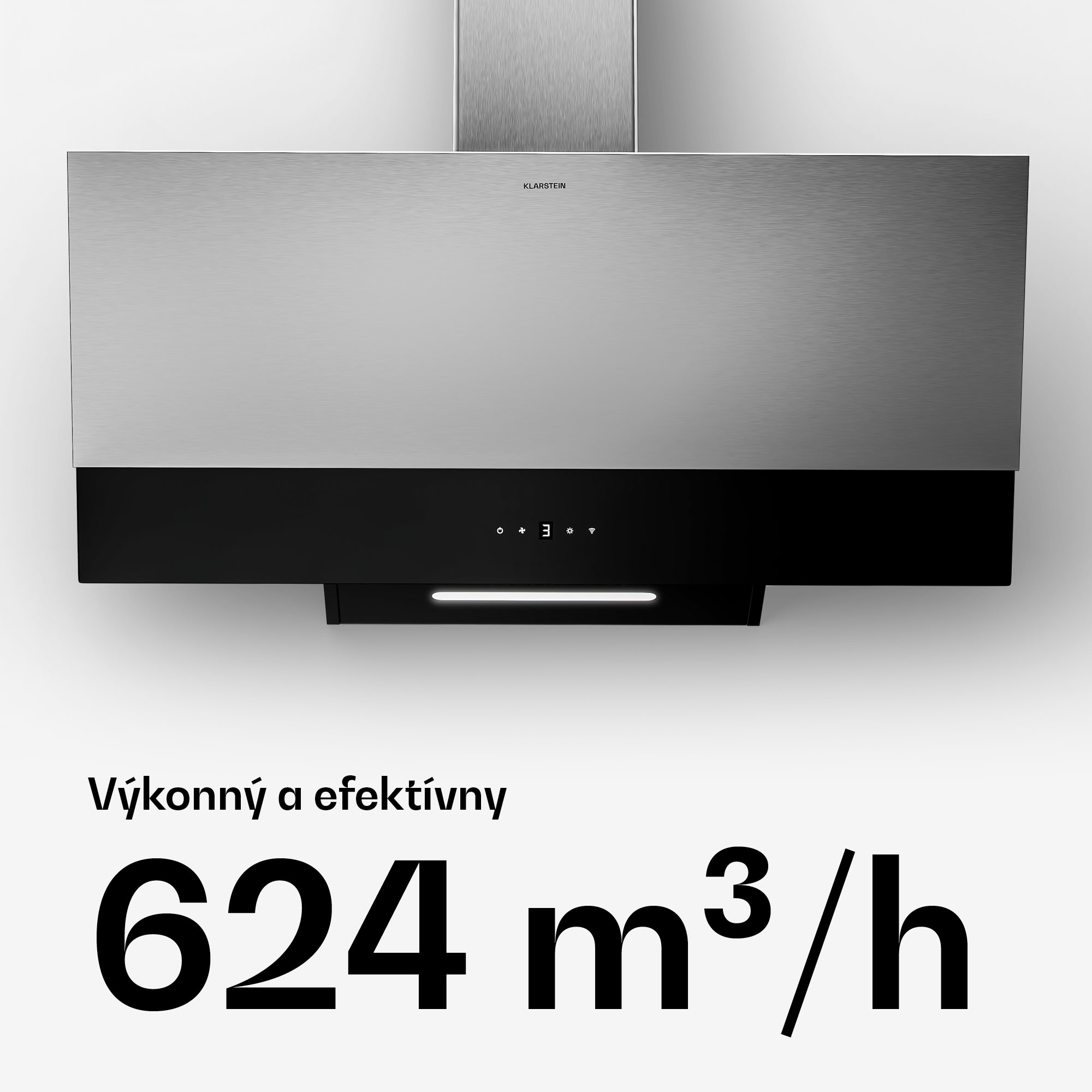 Klarstein Verosteel digestor, Elegantný, minimalistický, výkonný, Energetická trieda A, 624 m³/h, 90 cm – Obrázok 3