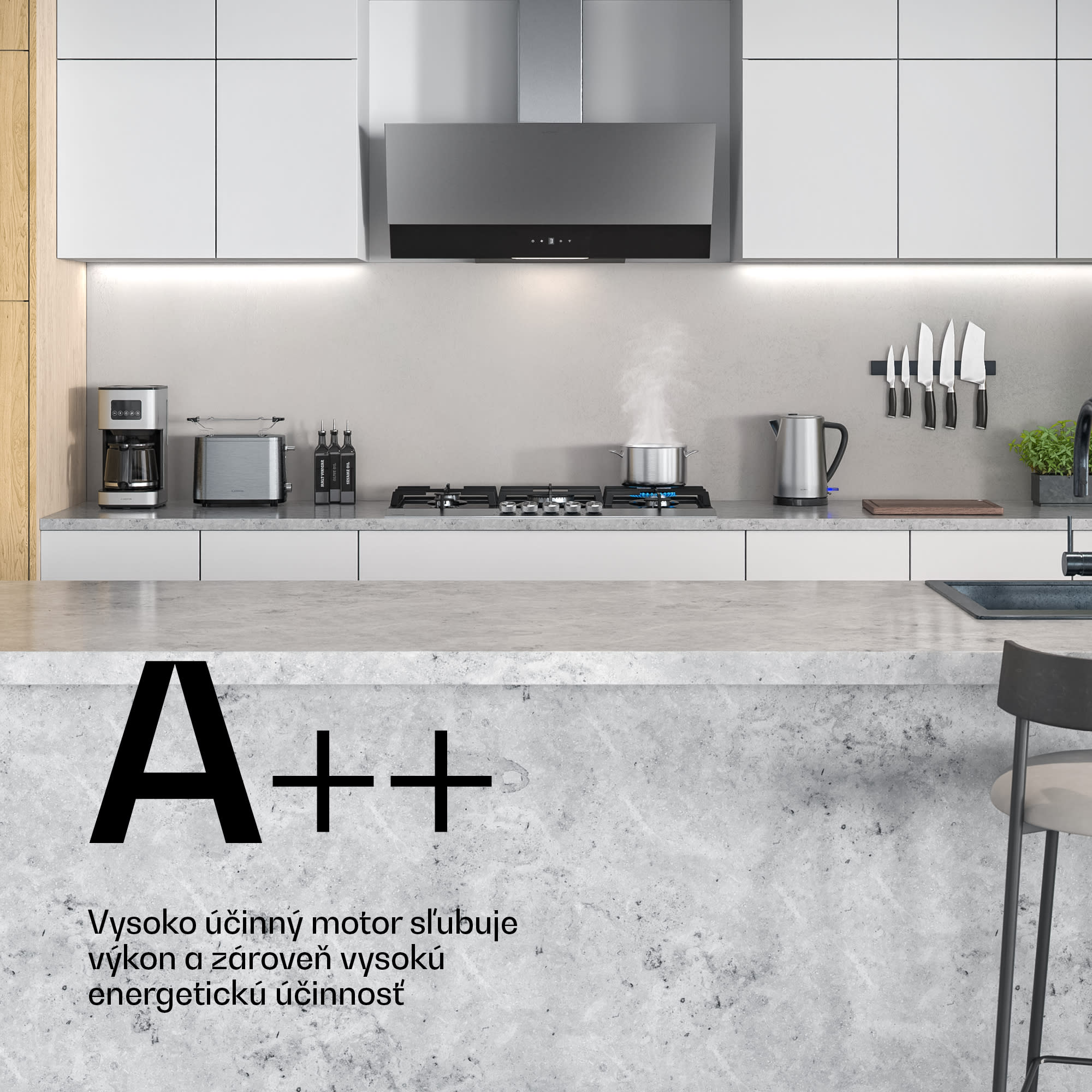 Klarstein Verosteel digestor, Elegantný, minimalistický, výkonný, Energetická trieda A, 624 m³/h, 90 cm – Obrázok 4