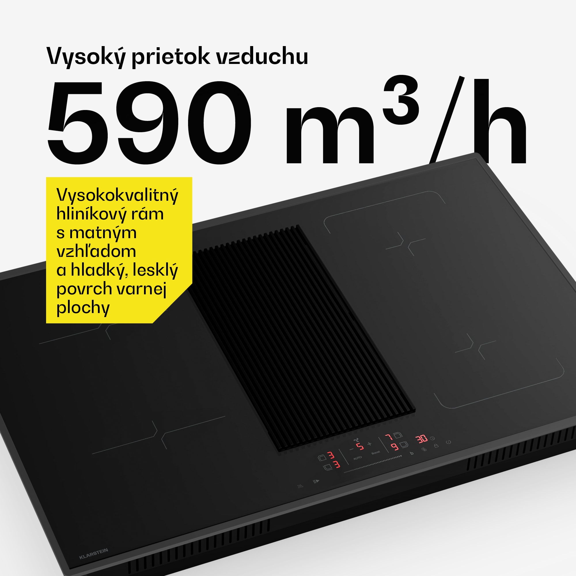 Klarstein Velaire hybridná indukčná varná doska s integrovaným digestorom Elegantná, minimalistická, výkonná 8400 W 80 cm – Obrázok 4
