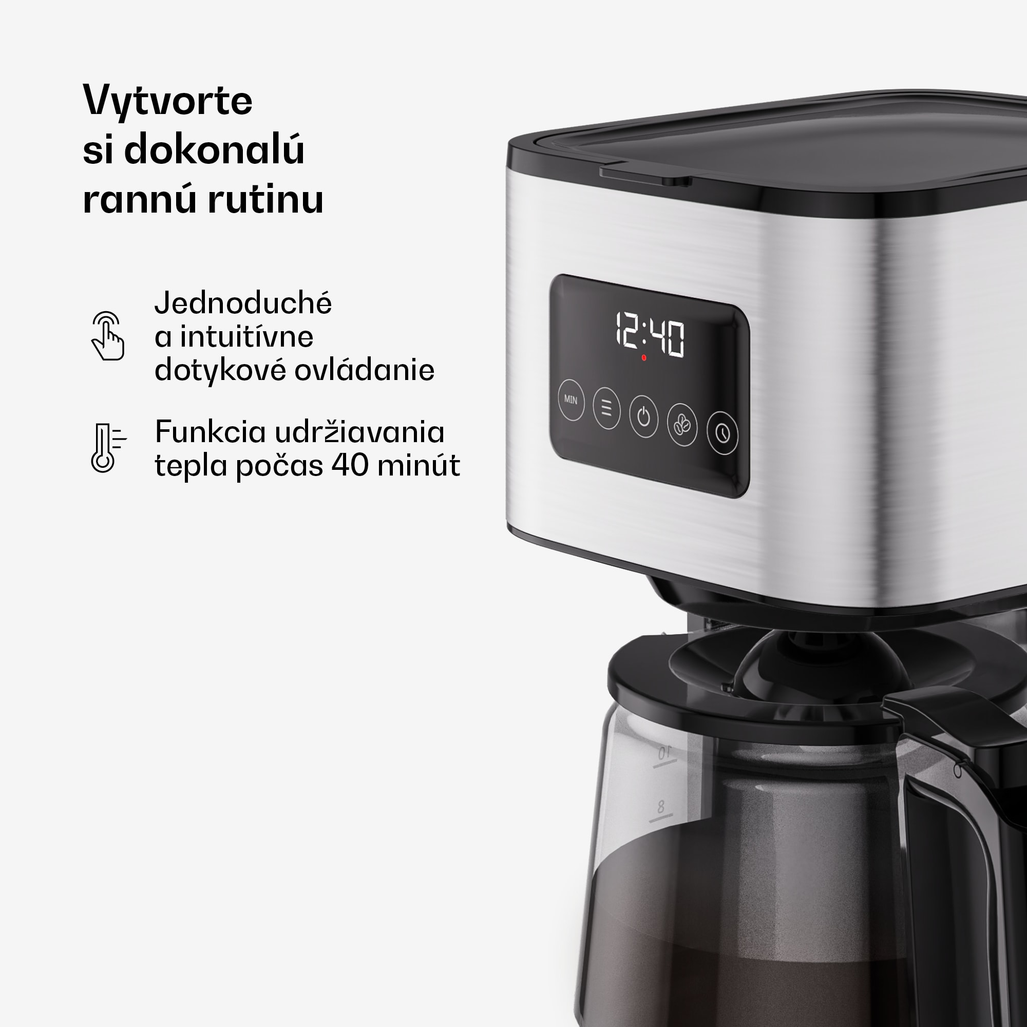 Klarstein Verosteel kávovar na filtrovanú kávu | nehrdzavejúca oceľ | 1,5 litra | Funkcia udržiavania teploty | 12 šálok – Obrázok 3