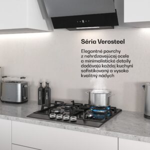 Klarstein Verosteel plynová varná doska, 4 horáky, elektrické zapalovanie, kompatibilná s zemným plynom a LPG, 8000 W, 60cm