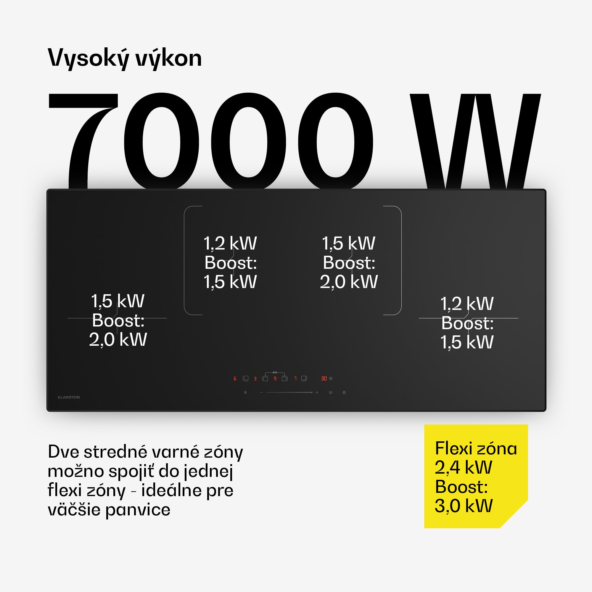 Klarstein Velaire indukčná varná doska, elegantná, minimalistická, výkonná, 4 varné zóny, 7000 W, 90 cm – Obrázok 2