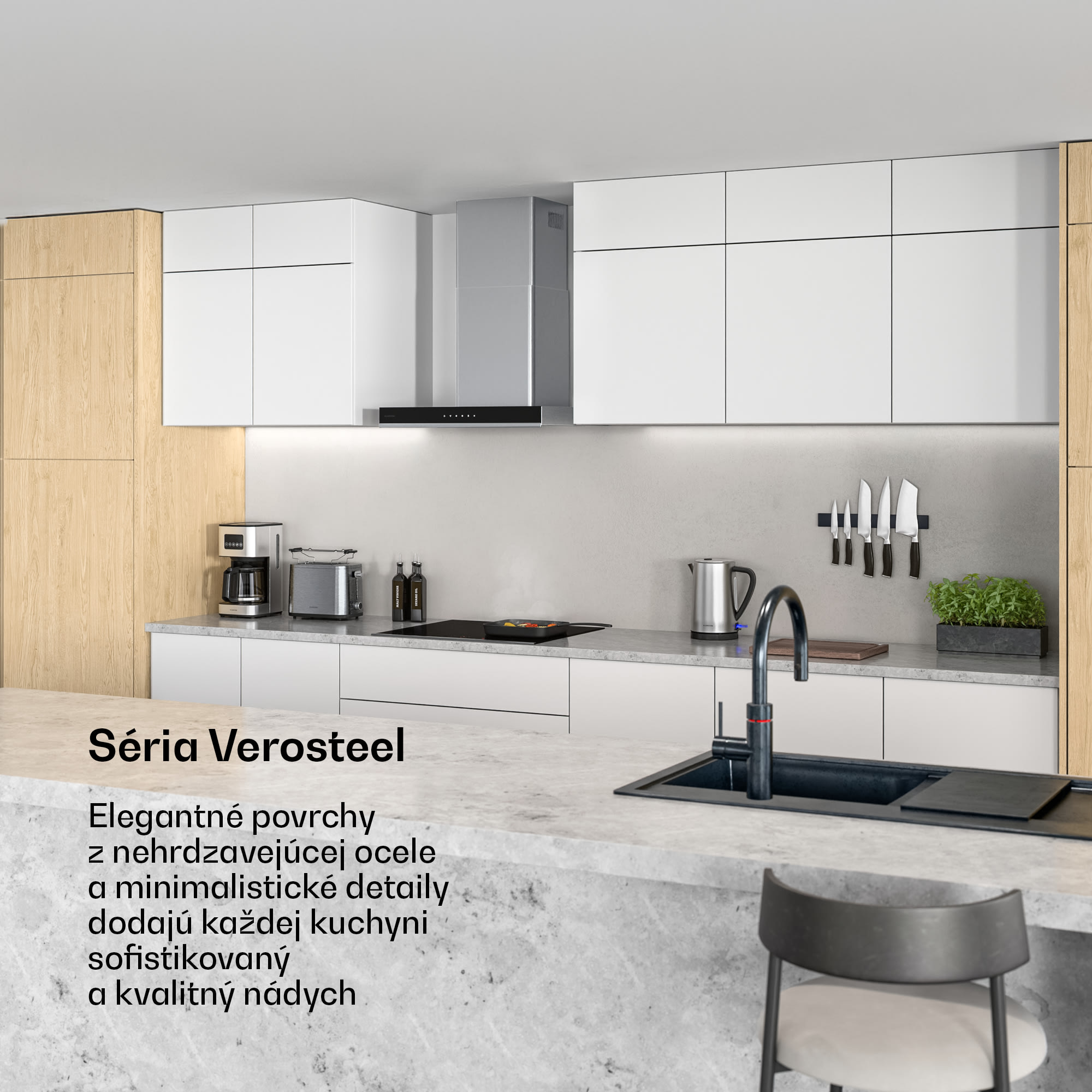 Klarstein Verosteel digestor 60 cm, Elegantný, minimalistický, výkonný, Energetická trieda A++, 881,6 m³/h