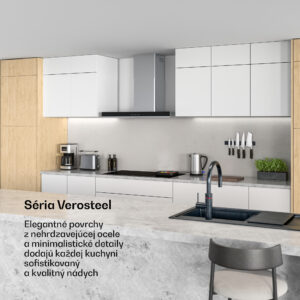 Klarstein Verosteel digestor, Elegantný, minimalistický, výkonný, Energetická trieda A, 881,6 m³/h, 90 cm