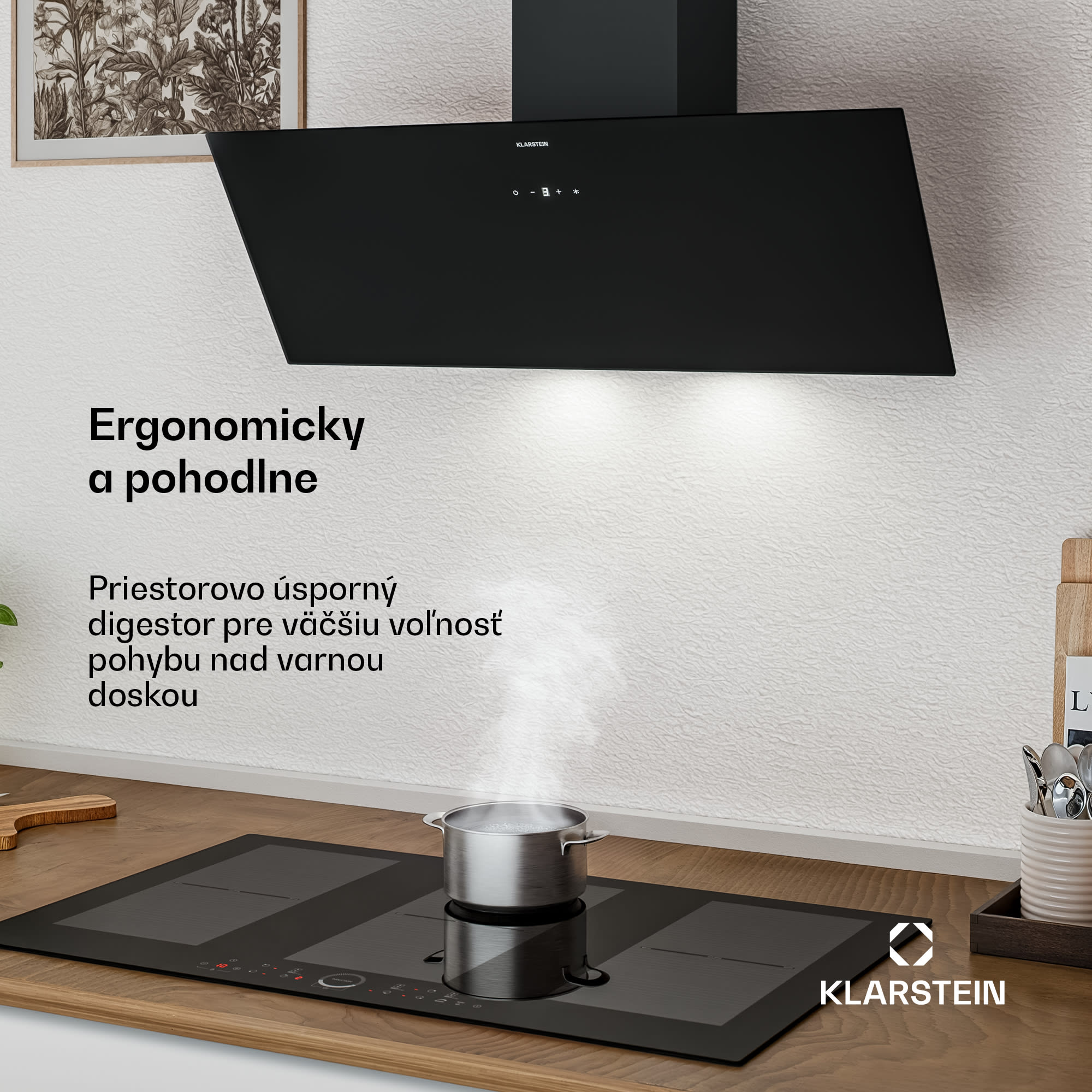 Klarstein Laurel šikmý digestor | režim odsávania vzduchu a recirkulácie | bezpečnostné sklo | 417 m³/h | 90 cm – Obrázok 2