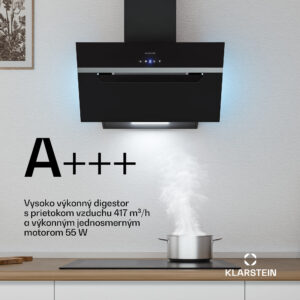 Klarstein BigBite šikmý digestor | režim odsávania vzduchu a recirkulácie | bezpečnostné sklo | 417 m³/h | 60 cm