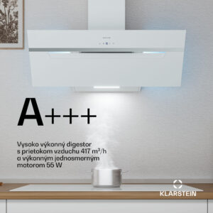 Klarstein BigBite šikmý digestor | režim odsávania vzduchu a recirkulácie | bezpečnostné sklo | 417 m³/h | 90 cm