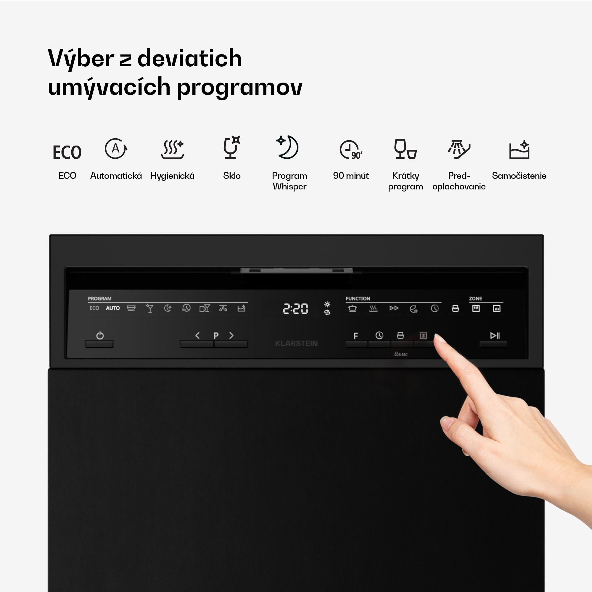 Klarstein Velaire voľne stojaca umývačka riadu | Minimalistická, kompaktná, výkonná | EEC B | 45 cm – Obrázok 3