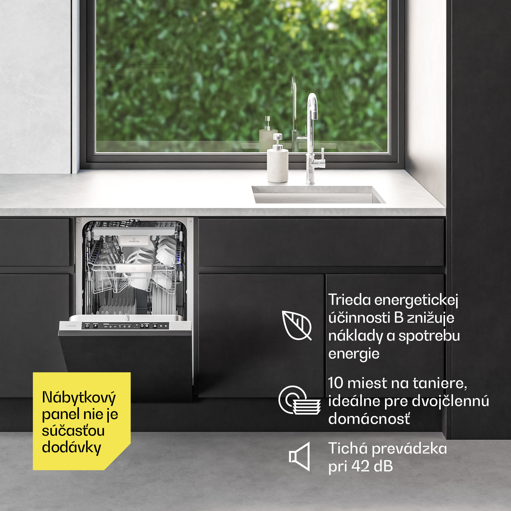 Klarstein Velaire plne-integrovaná umývačka riadu (45 cm) | Praktický minimalizmus a vysoký výkon – Obrázok 2