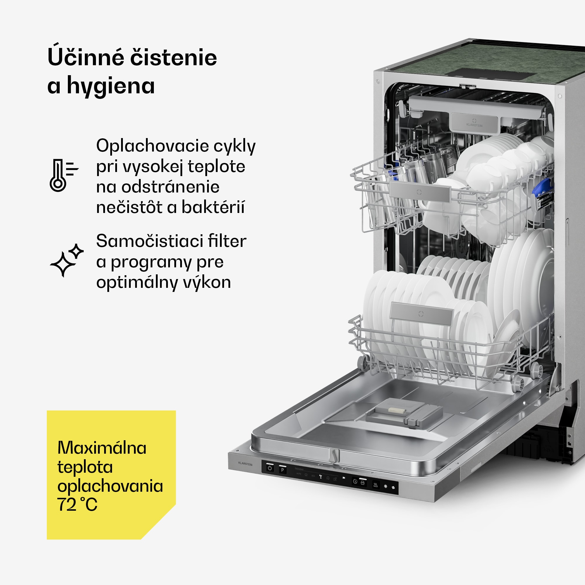 Klarstein Velaire plne-integrovaná umývačka riadu (45 cm) | Praktický minimalizmus a vysoký výkon – Obrázok 5