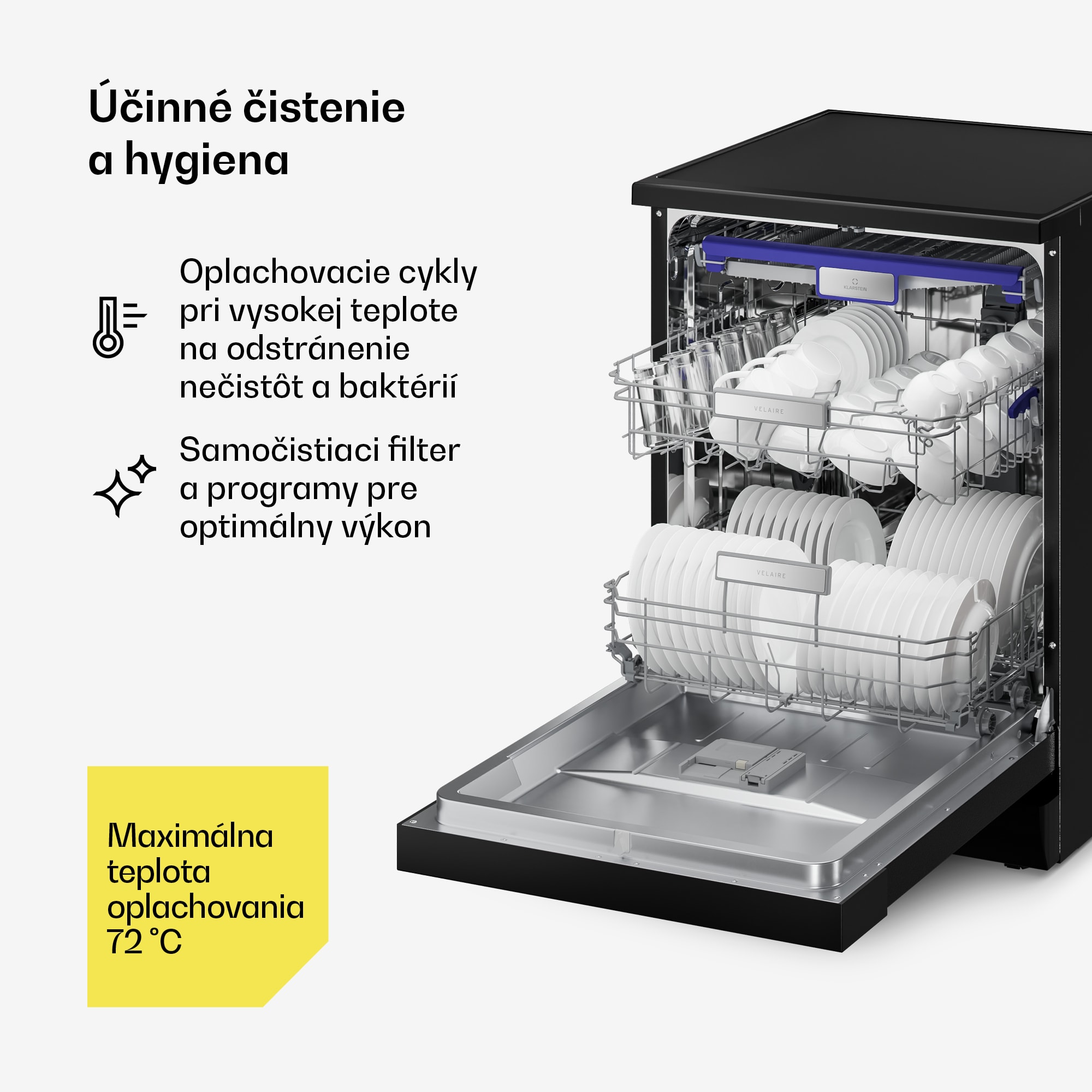 Klarstein Velaire voľne stojaca umývačka riadu | Minimalistická, elegantná, výkonná | EEC A | 60 cm – Obrázok 5