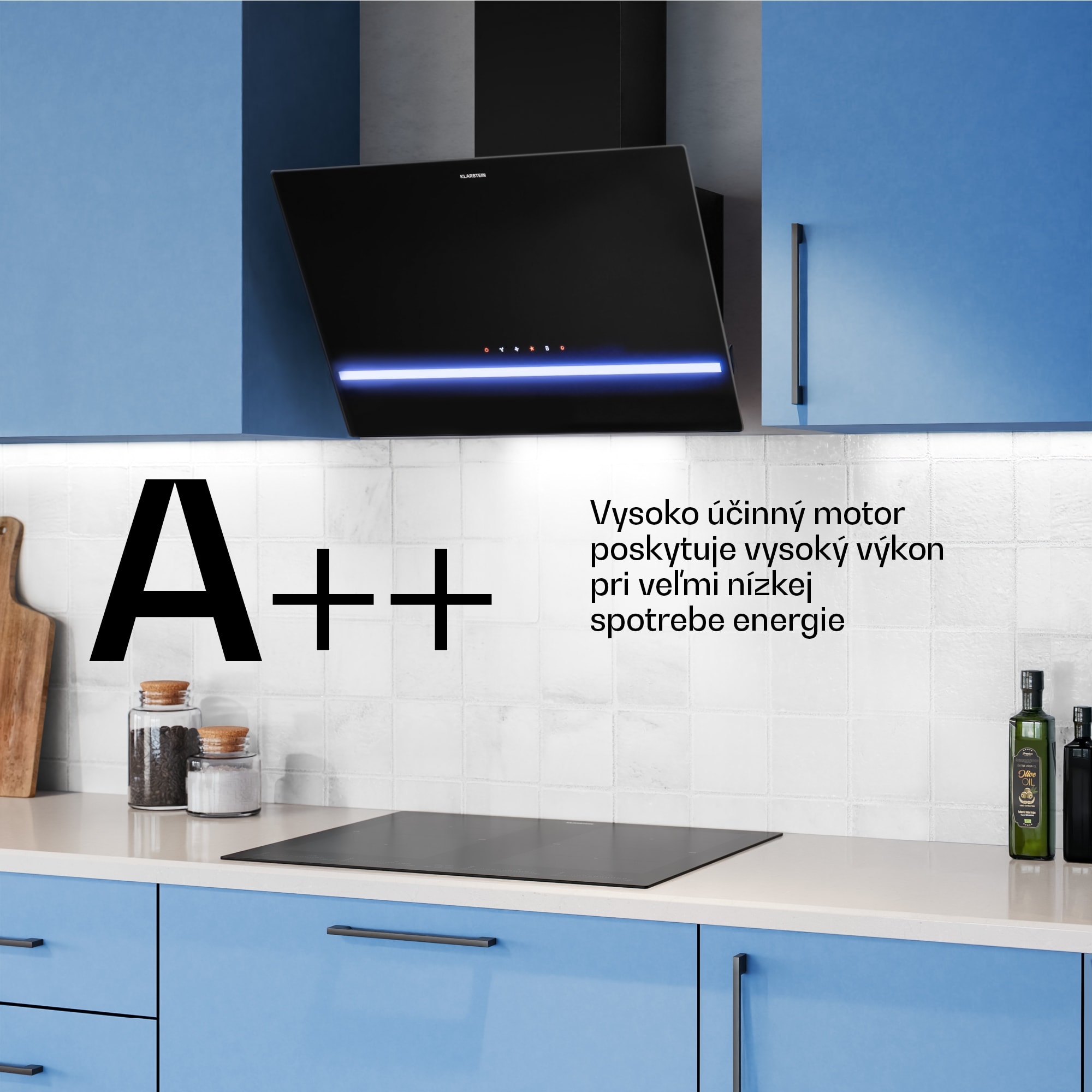 Klarstein Illuminosa šikmý digestor | Režim odsávania a recirkulácie | Minimalistický | 818 m³/h | 60 cm – Obrázok 4