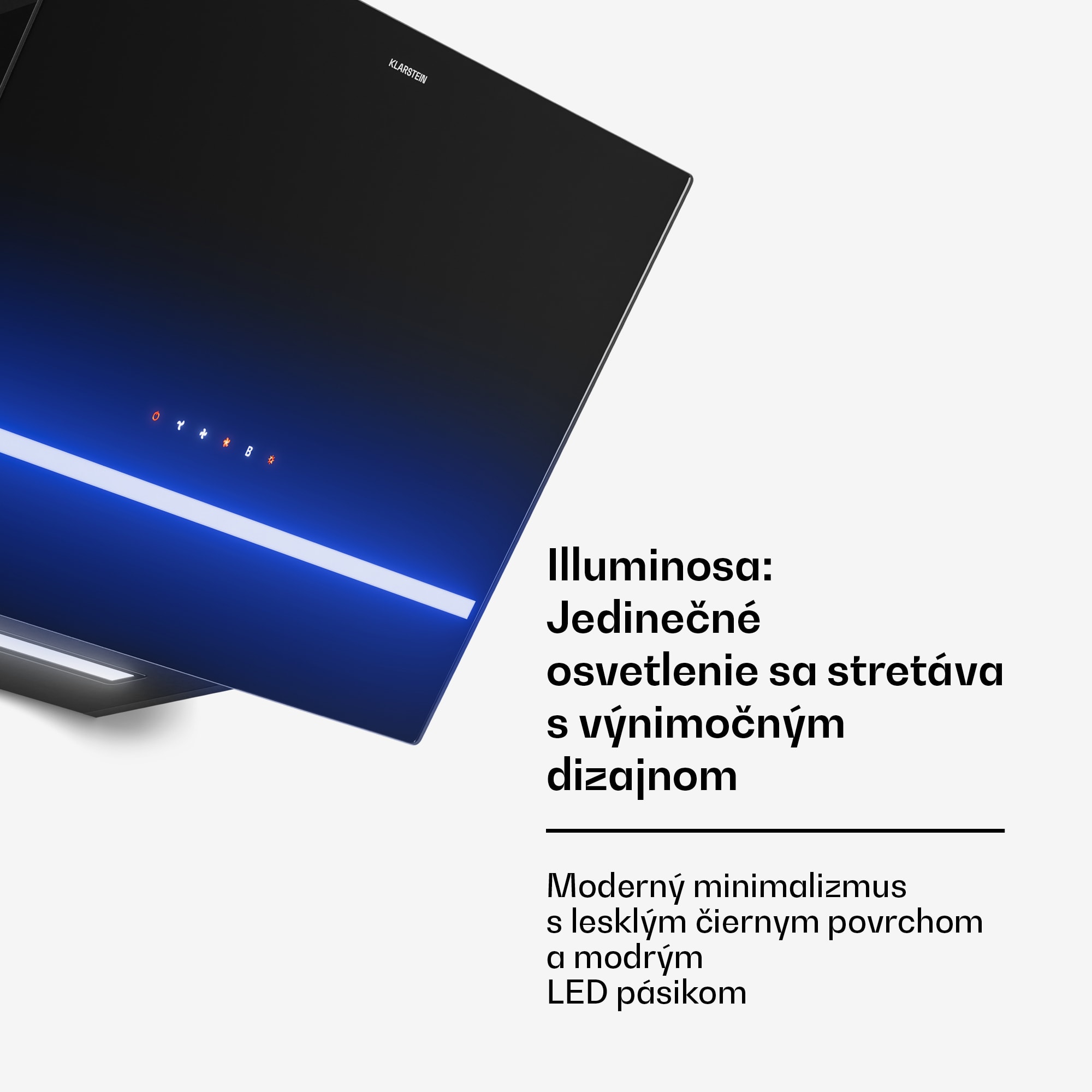 Klarstein Illuminosa šikmý digestor | Režim odsávania a recirkulácie | Minimalistický | 818 m³/h | 60 cm – Obrázok 5