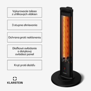 Klarstein BlazeTower infračervený ohrievač | 2000 W | 15 m² | Výkonný | 101 cm x 40 cm