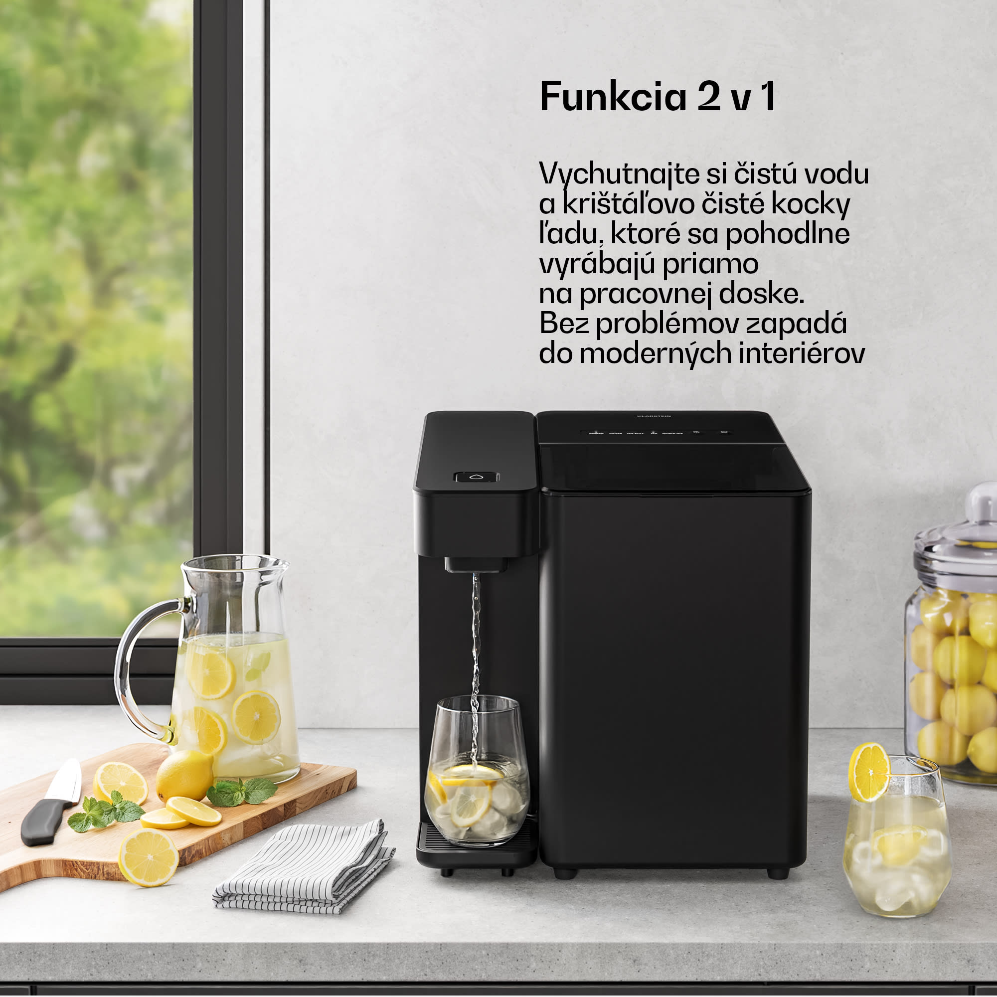 Klarstein Velaire dávkovač vody a ľadu | 3600 l | PAC filter | 160 W | Dotykový ovládací panel – Obrázok 2