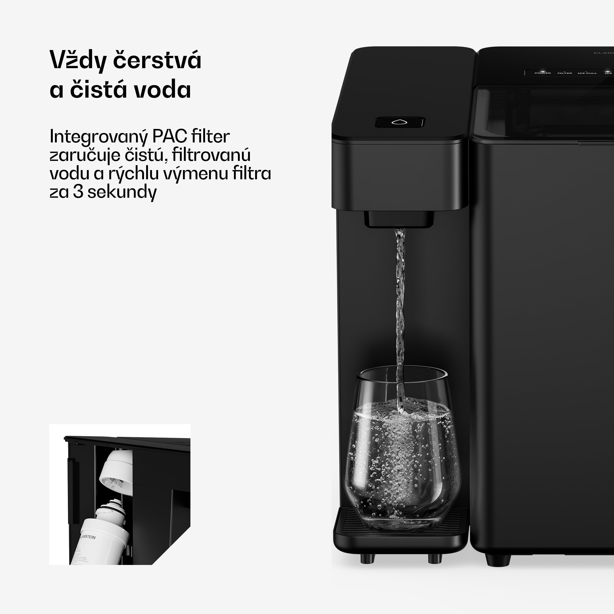 Klarstein Velaire dávkovač vody a ľadu | 3600 l | PAC filter | 160 W | Dotykový ovládací panel – Obrázok 3