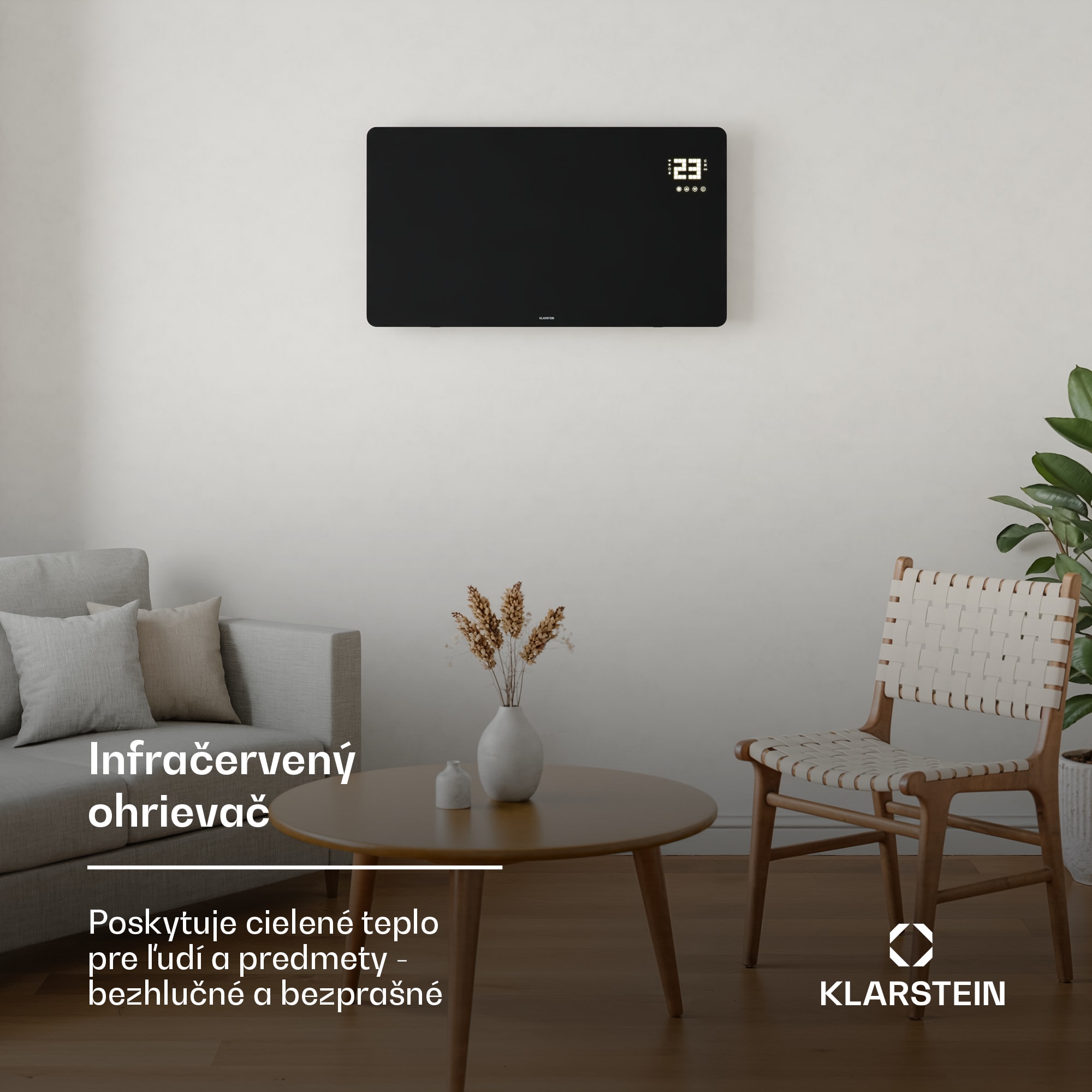 Klarstein Wonderglass infračervený panel | 480 W | 7 - 14 m² | Moderný sklenený dizajn | 90 cm x 58 cm – Obrázok 4