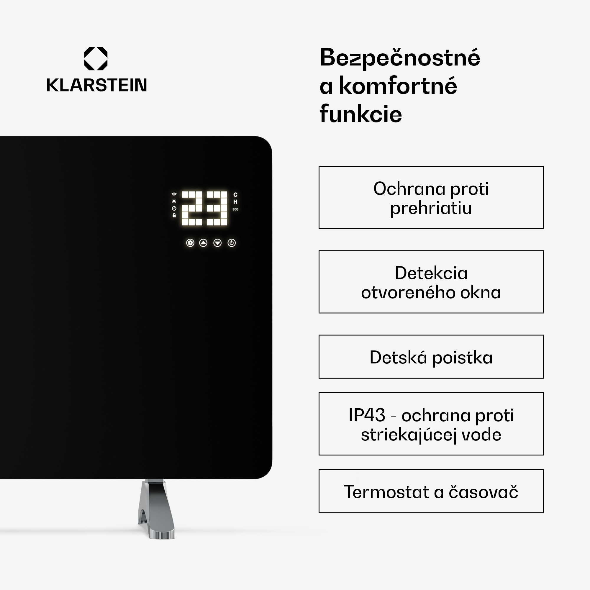 Klarstein Wonderglass infračervený panel | 480 W | 7 - 14 m² | Moderný sklenený dizajn | 90 cm x 58 cm – Obrázok 5