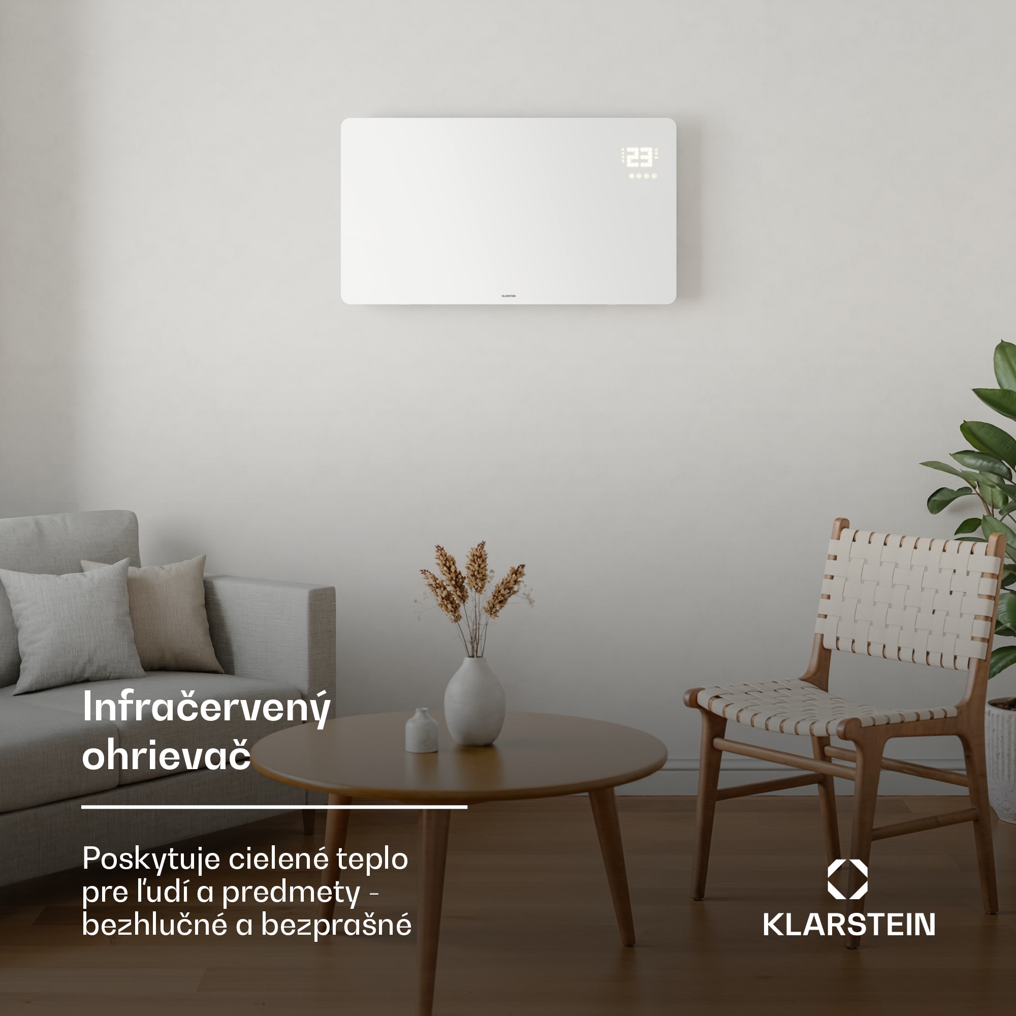 Klarstein Wonderglass infračervený panel | 480 W | 7 - 14 m² | Moderný sklenený dizajn | 90 cm x 58 cm – Obrázok 4