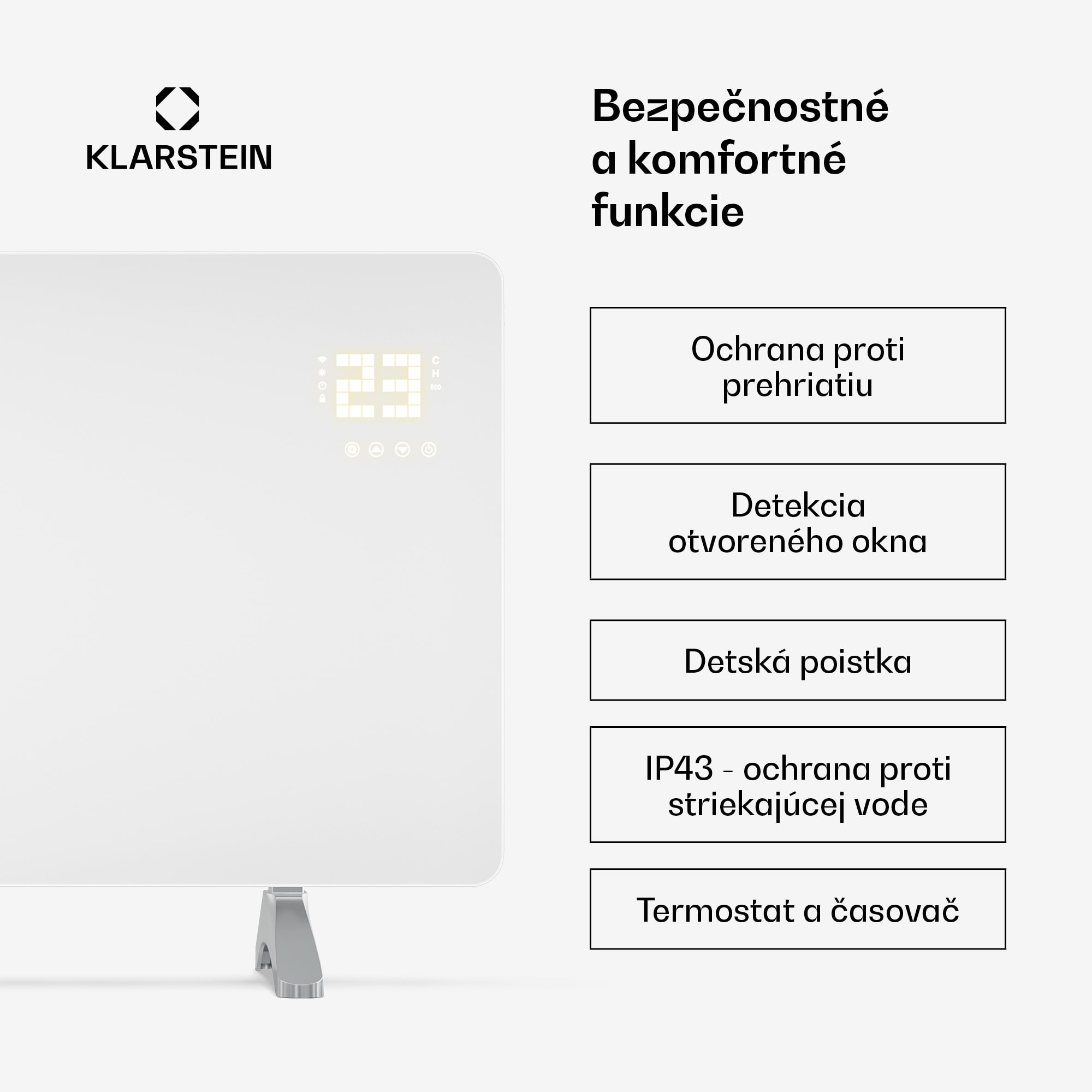 Klarstein Wonderglass infračervený panel | 480 W | 7 - 14 m² | Moderný sklenený dizajn | 90 cm x 58 cm – Obrázok 5