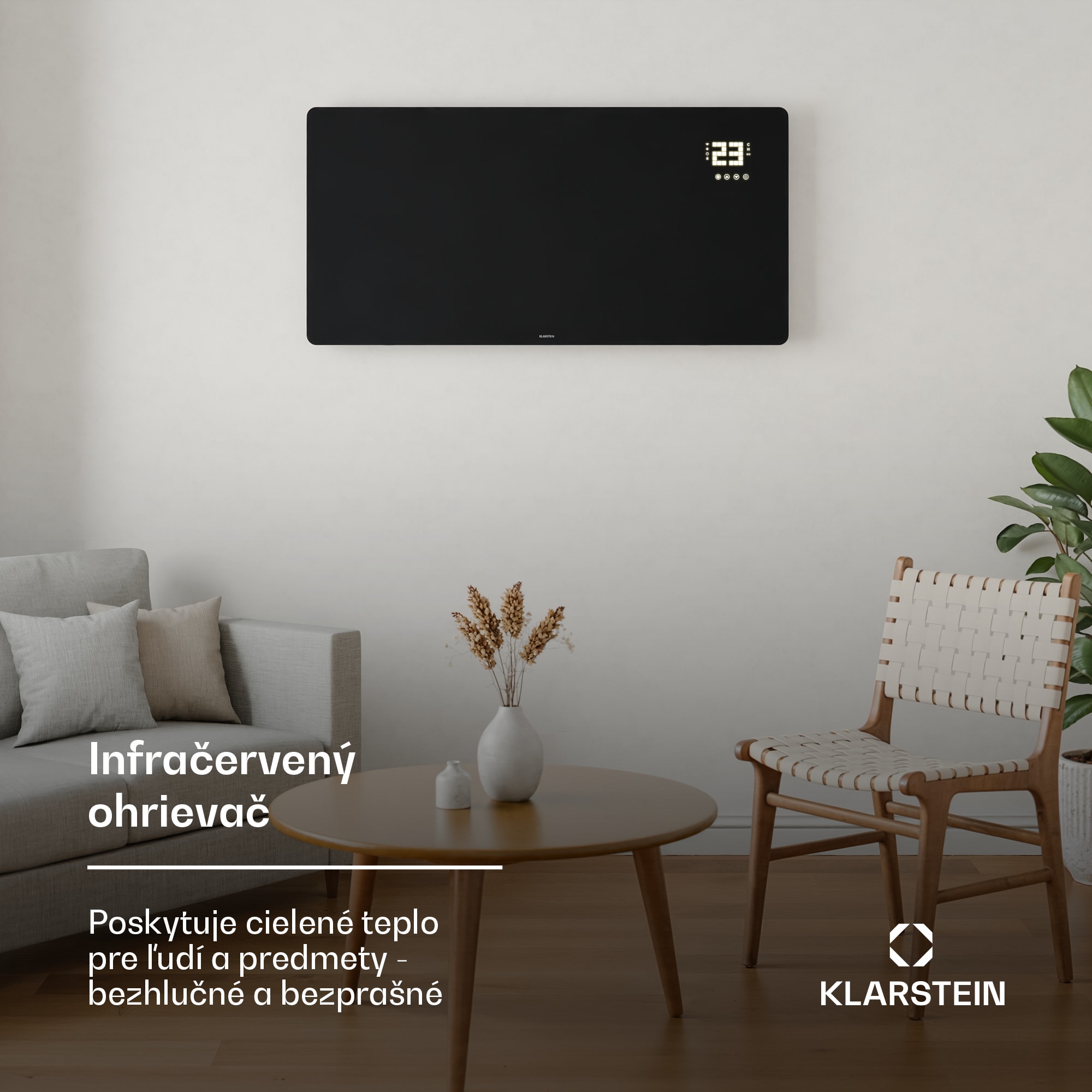 Klarstein Wonderglass infračervený panel | 720 W | 3 - 7 m² | Moderný sklenený dizajn | 120 cm x 68 cm – Obrázok 4