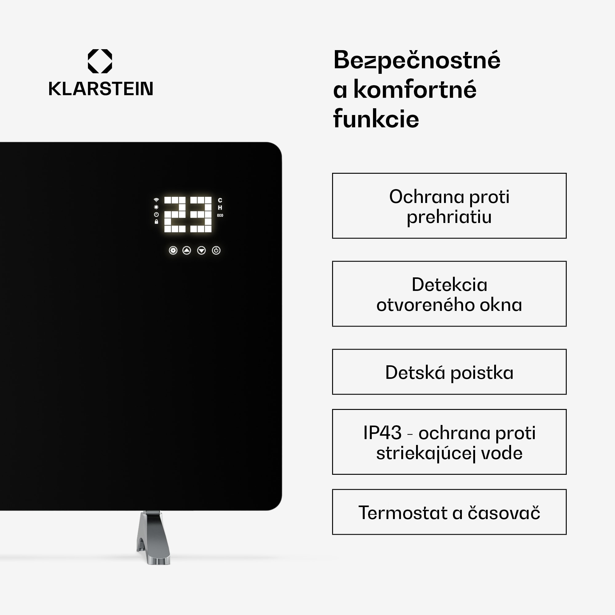 Klarstein Wonderglass infračervený panel | 720 W | 3 - 7 m² | Moderný sklenený dizajn | 120 cm x 68 cm – Obrázok 5