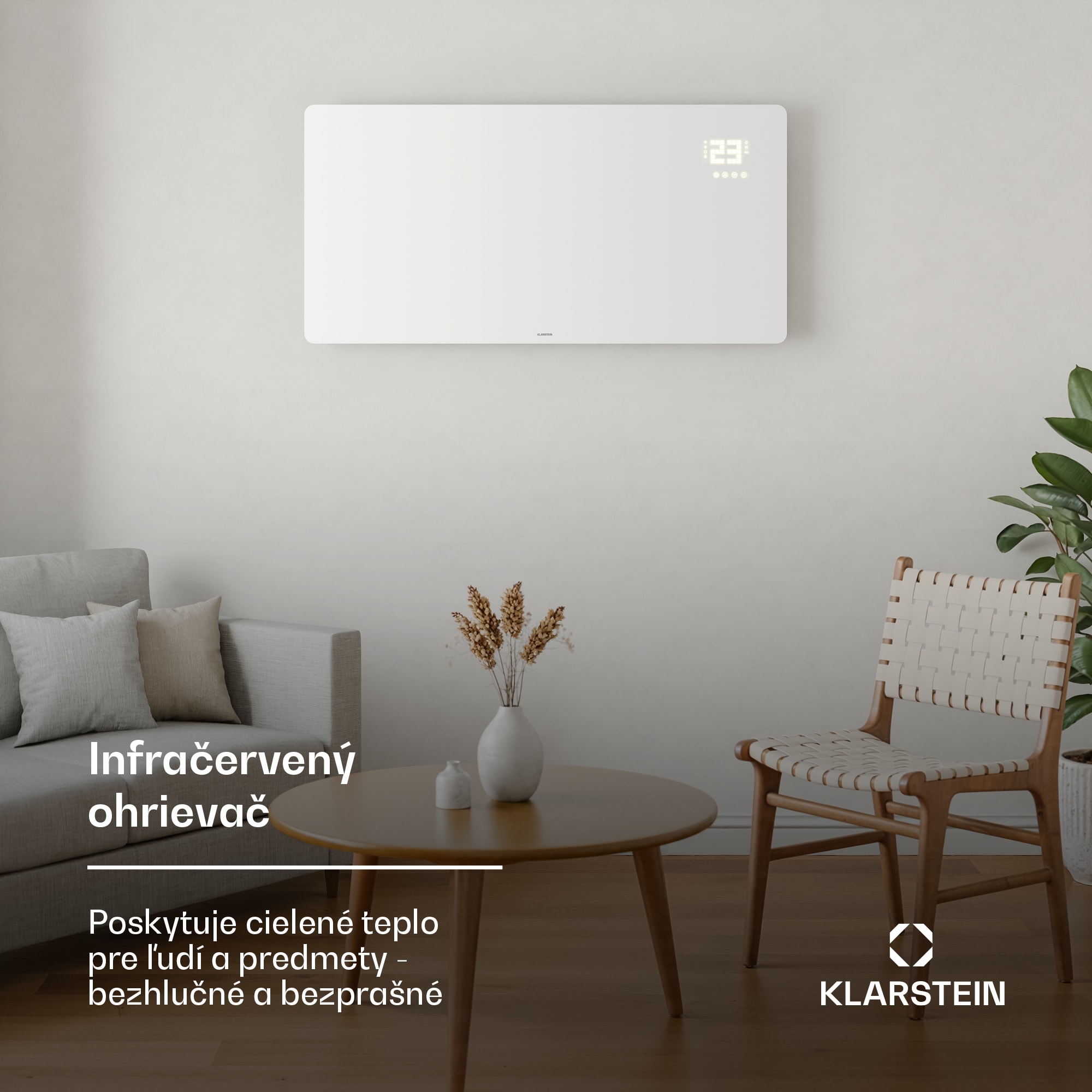 Klarstein Wonderglass infračervený panel | 720 W | 8 - 15 m² | Moderný sklenený dizajn | 120 cm x 68 cm – Obrázok 4