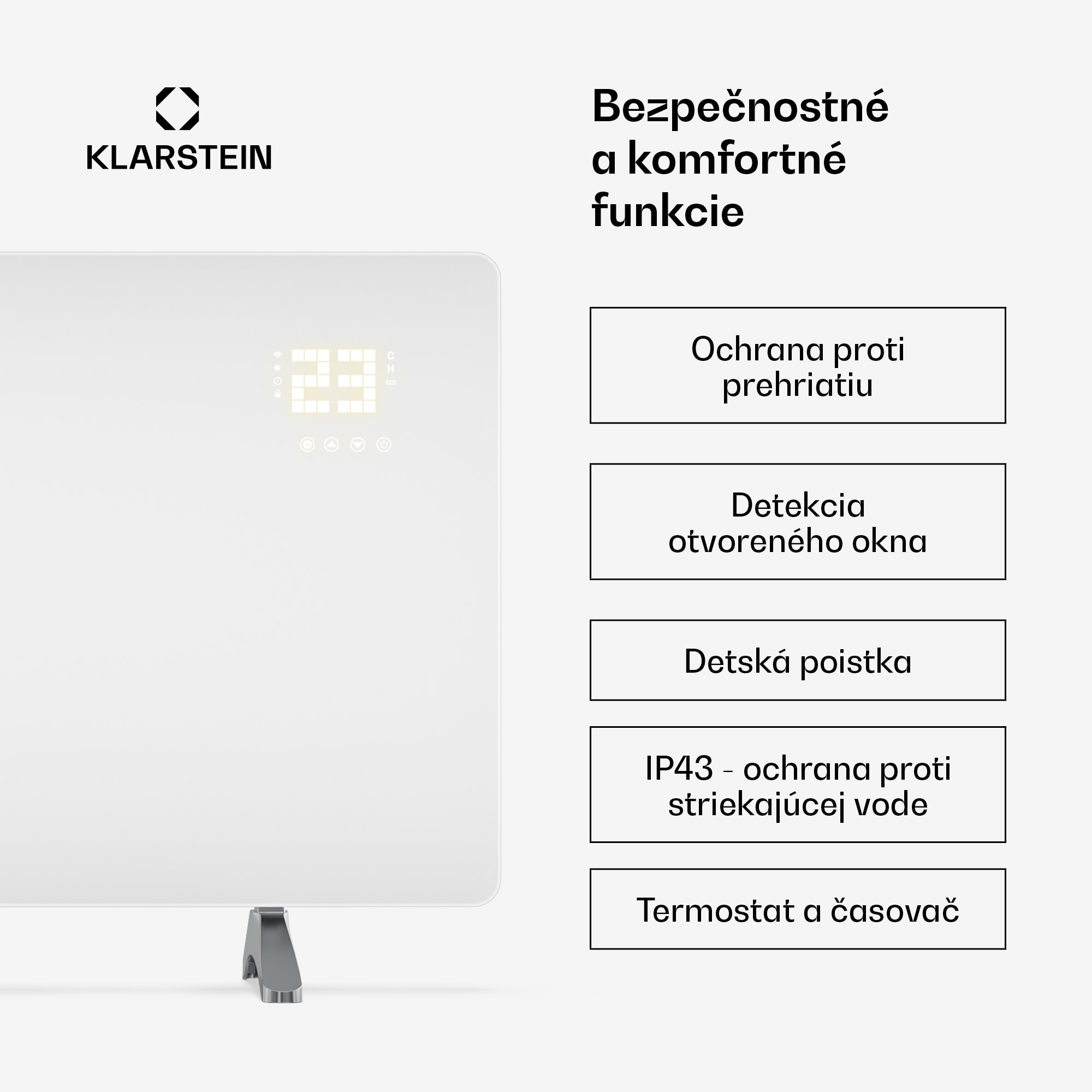 Klarstein Wonderglass infračervený panel | 720 W | 8 - 15 m² | Moderný sklenený dizajn | 120 cm x 68 cm – Obrázok 5