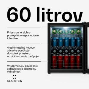 Klarstein Beersafe chladnička na nápoje so zrkadlovými sklenenými dverami | 64 x 48 cm | Vnútorné LED osvetlenie