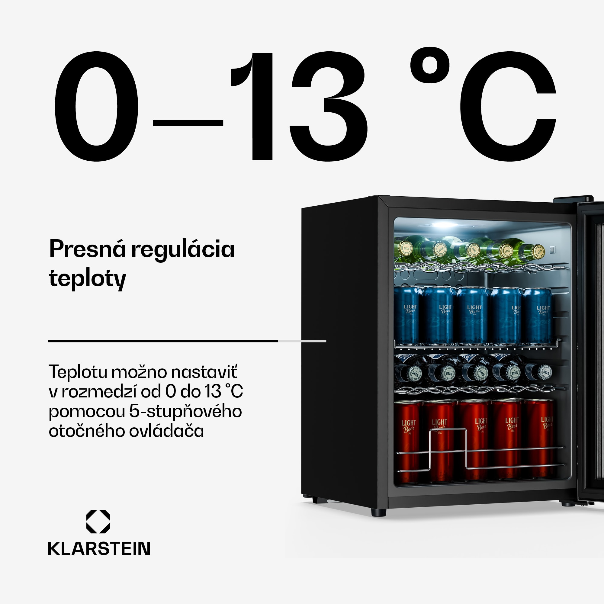 Klarstein Beersafe chladnička na nápoje so sklenenými dverami | 64 x 48 cm | Vnútorné LED osvetlenie | Strieborno-čierna – Obrázok 3