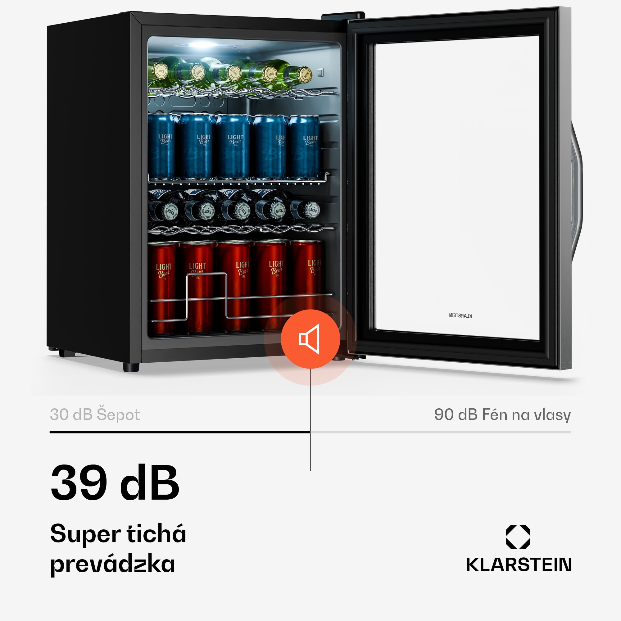 Klarstein Beersafe chladnička na nápoje so sklenenými dverami | 64 x 48 cm | Vnútorné LED osvetlenie | Strieborno-čierna – Obrázok 5