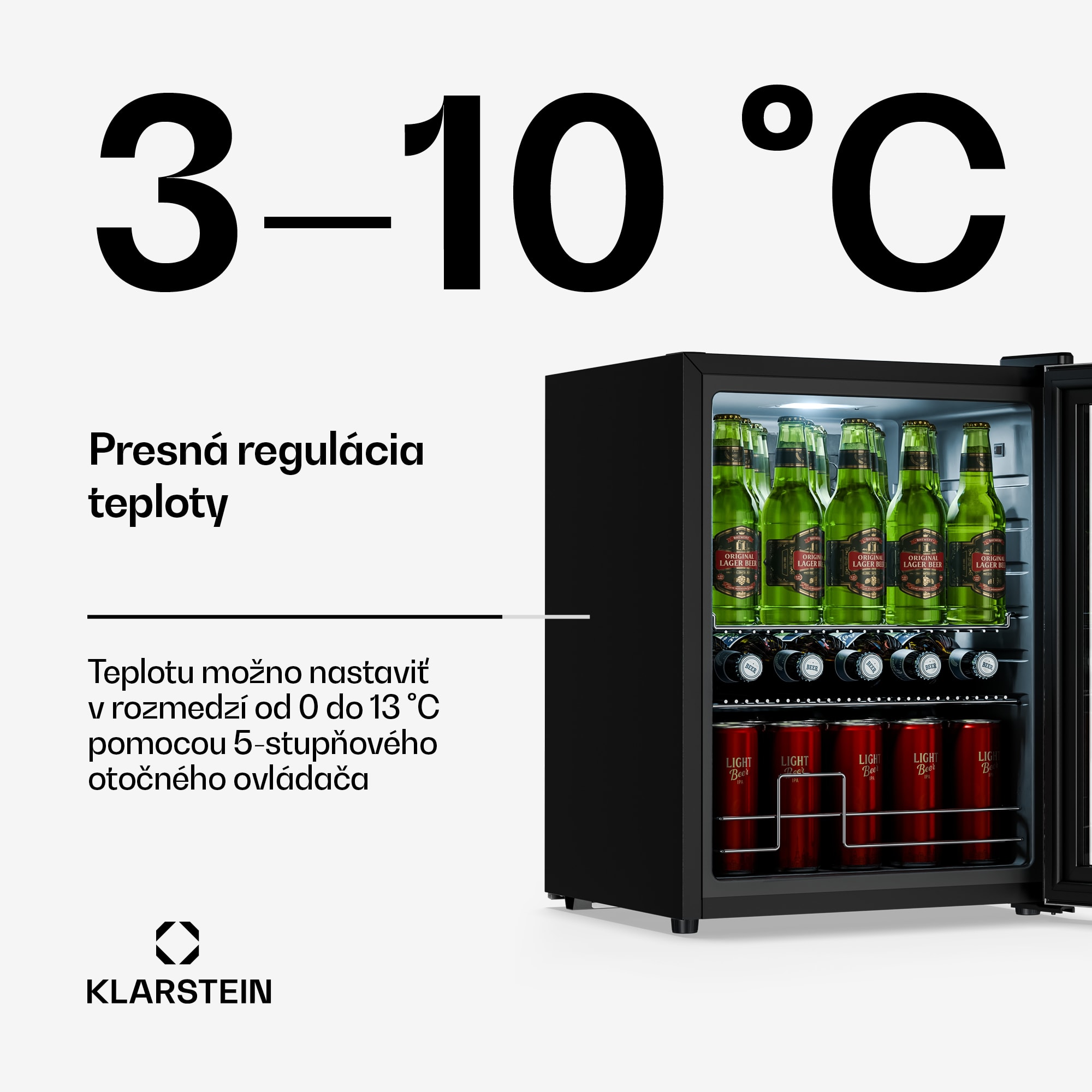Klarstein Beersafe chladnička na nápoje so sklenenými dverami | 64 x 48 cm | Vnútorné LED osvetlenie – Obrázok 3